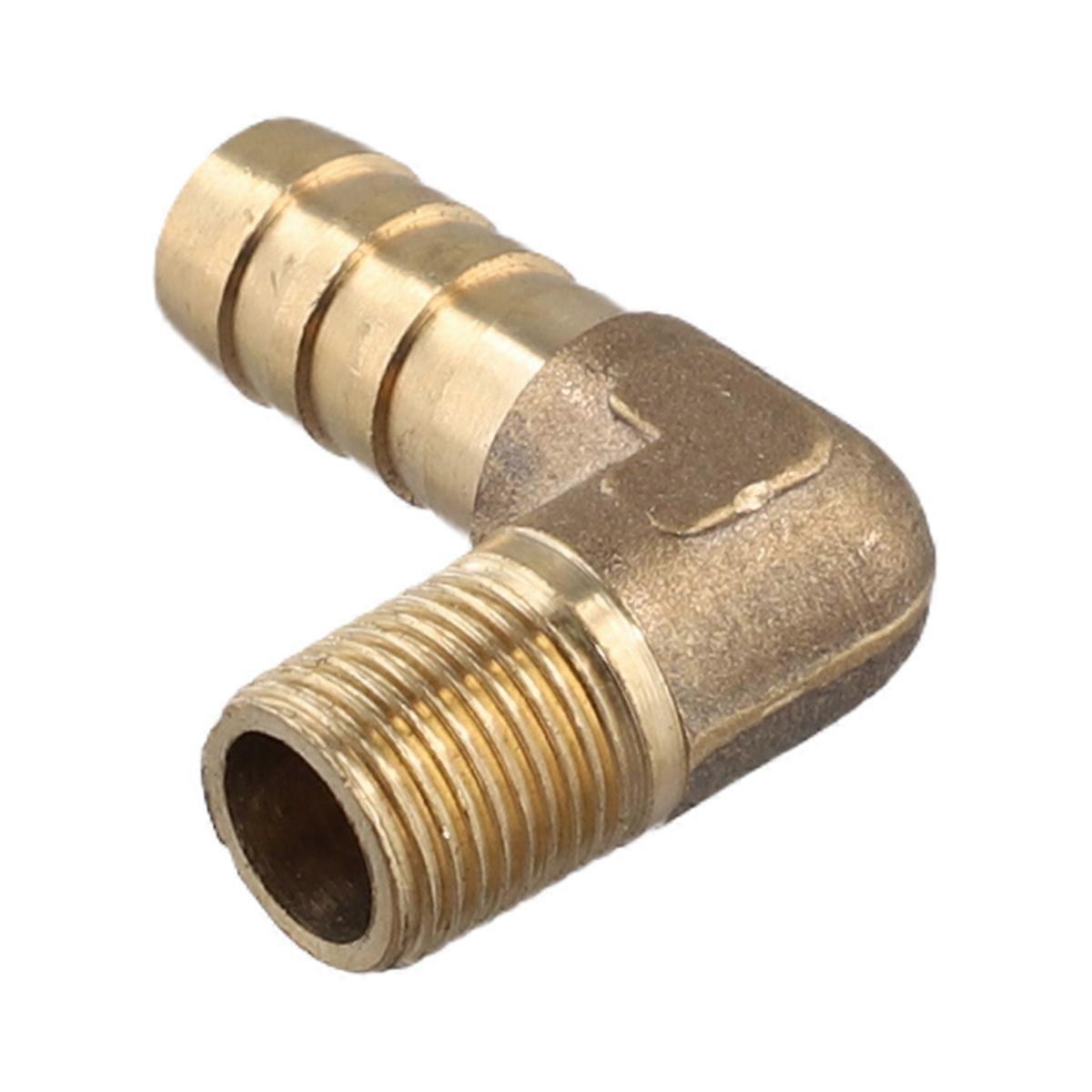 8mm Hose x 3/8" Male Thread 90 Degree Brass Elbow Barb Coupler Connector