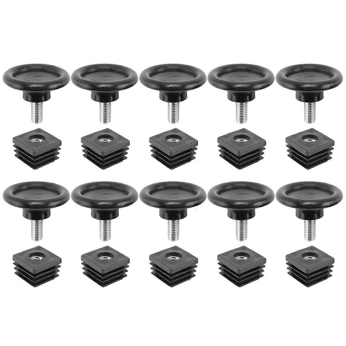 10 Sets 45mm Base Dia Adjustable Leveling Foot 25mmx25mm Square Tube Insert Kit