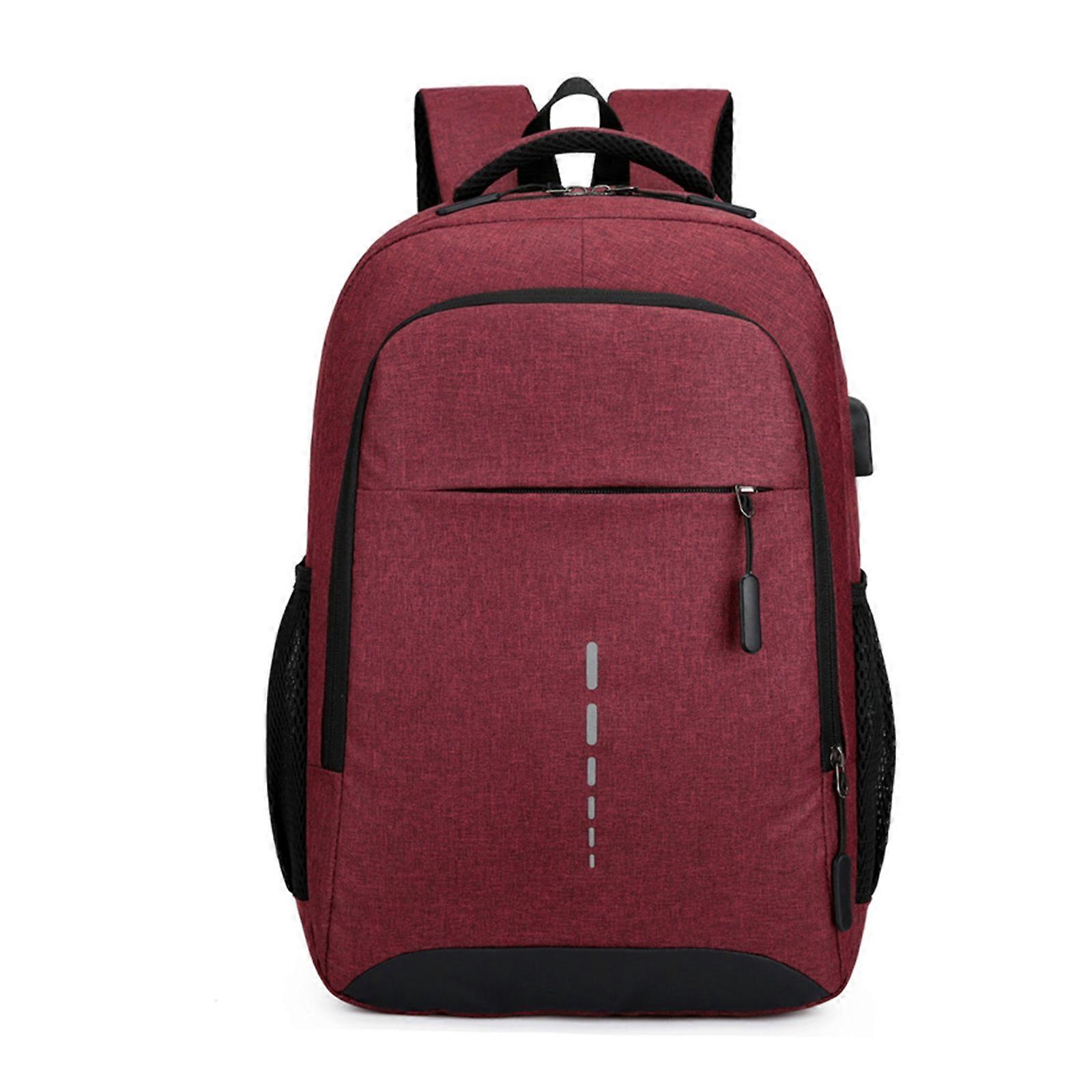 Business Backpack Travel Daybag Backpack for 15.6in Laptop Work College Pack with USB Port Reflective Strips for Adults Red