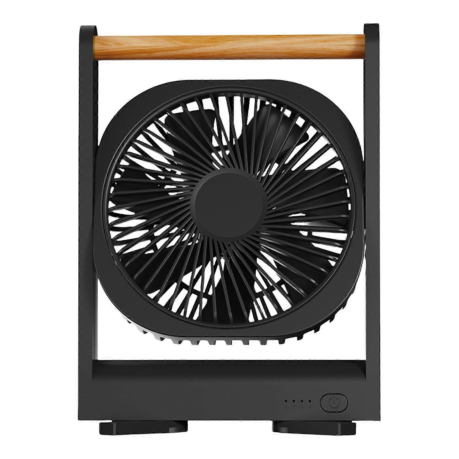 Table Fan with USB Charging and 4 Speed Option Office Cooling Solution Plastic Texture for Quiet and Effective Cooling  Black