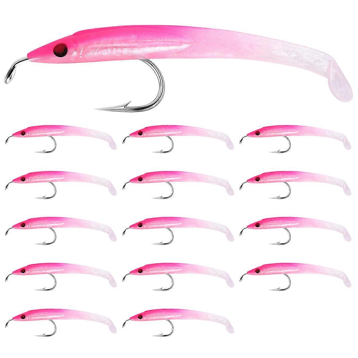 SUNMILE Fake Fishing Lure with Hook Eel Bait 5cm/0.6G T 15Pcs Pink