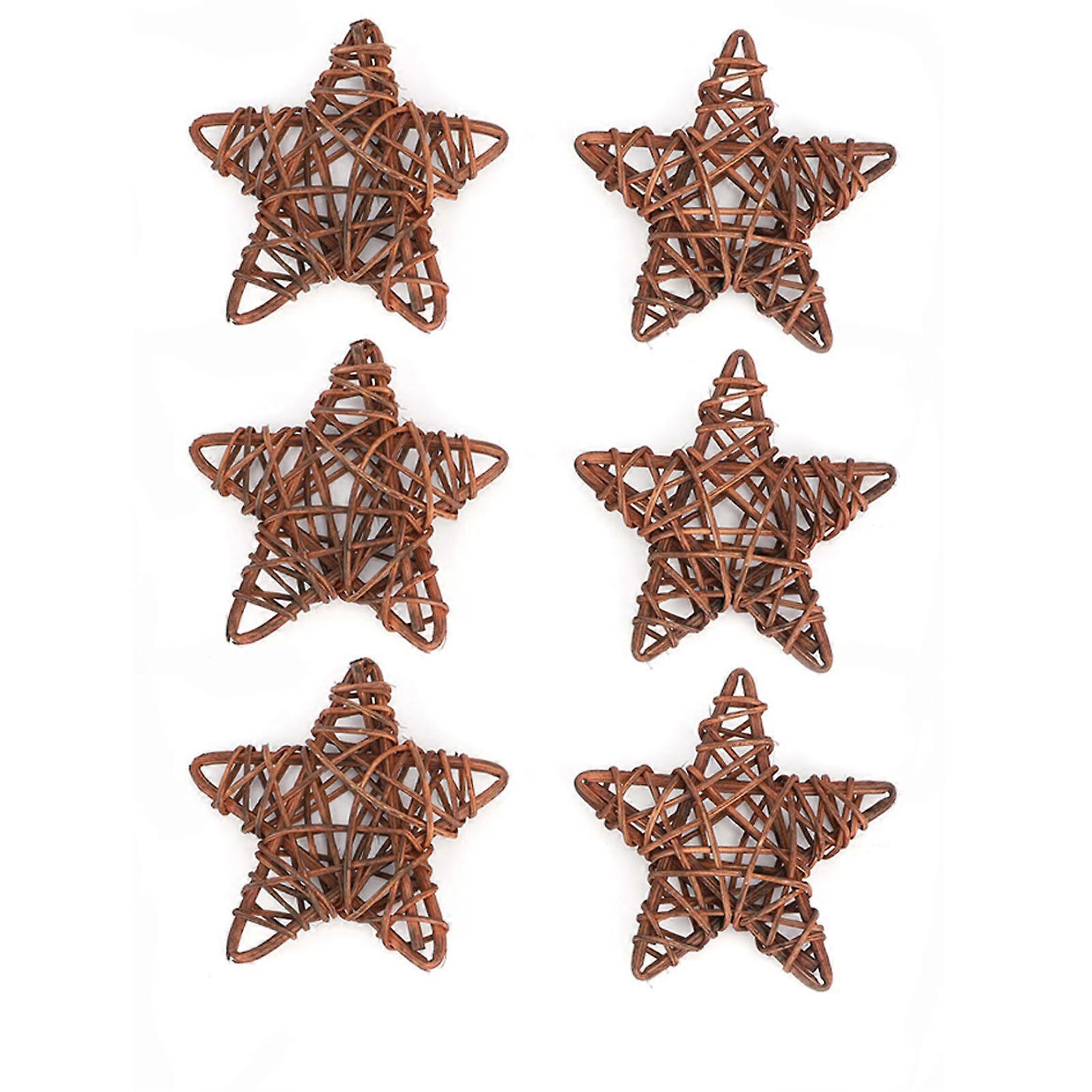 Lot de 6 étoiles en rotin naturel à faire soi-même, pour décoration de mariage, de Noël (café)