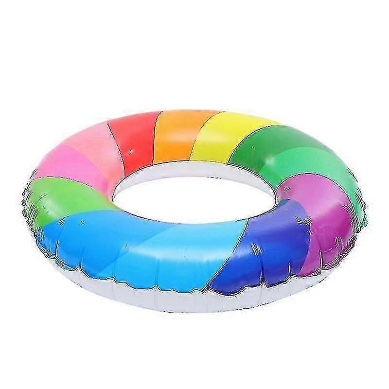 66Cm Colorful Swimming Machines Inflatable Pool Swim Ring Safety Pool Floating Ring Rainbow Design S