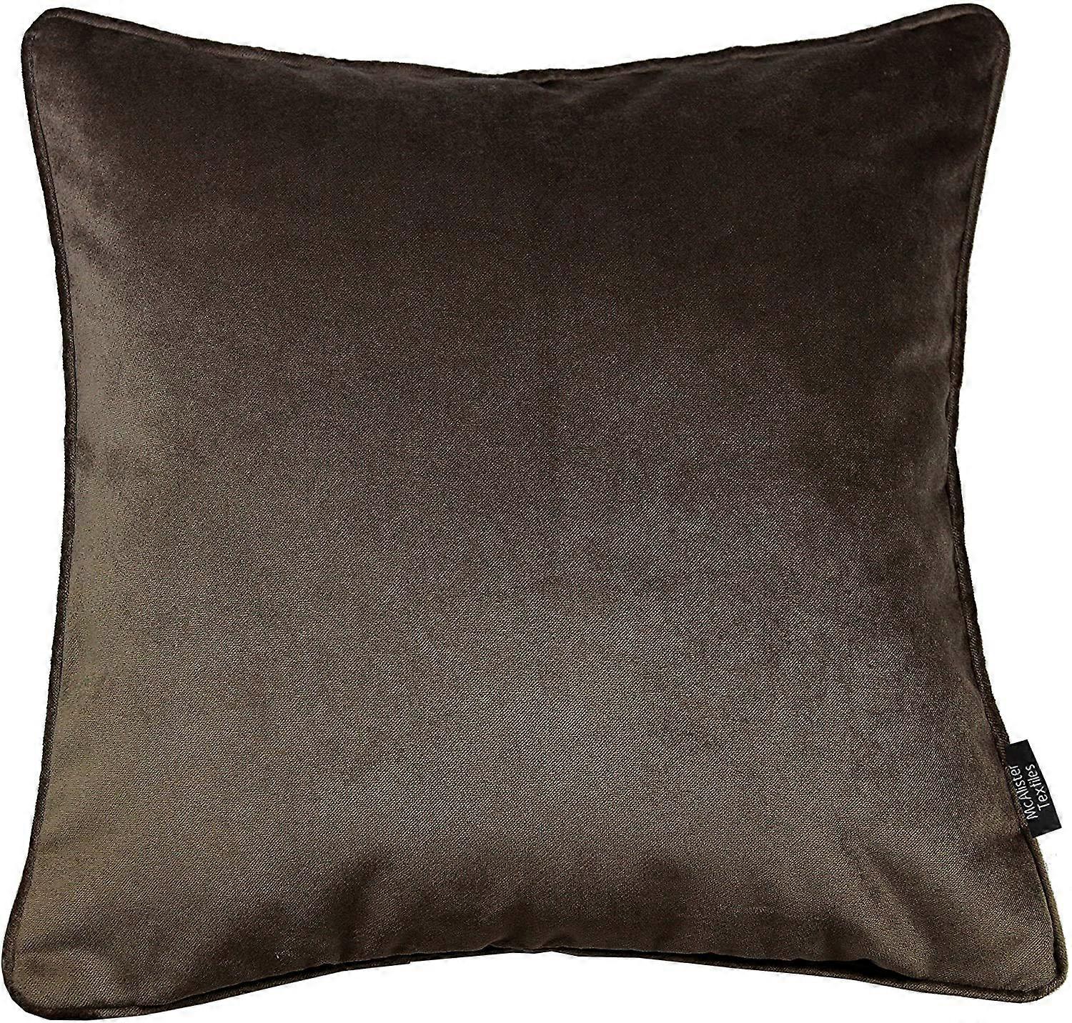 Mocha Matt Velvet Plain Decorative Scatter Machine Washable Throw Pillow Cover 20' x 20'