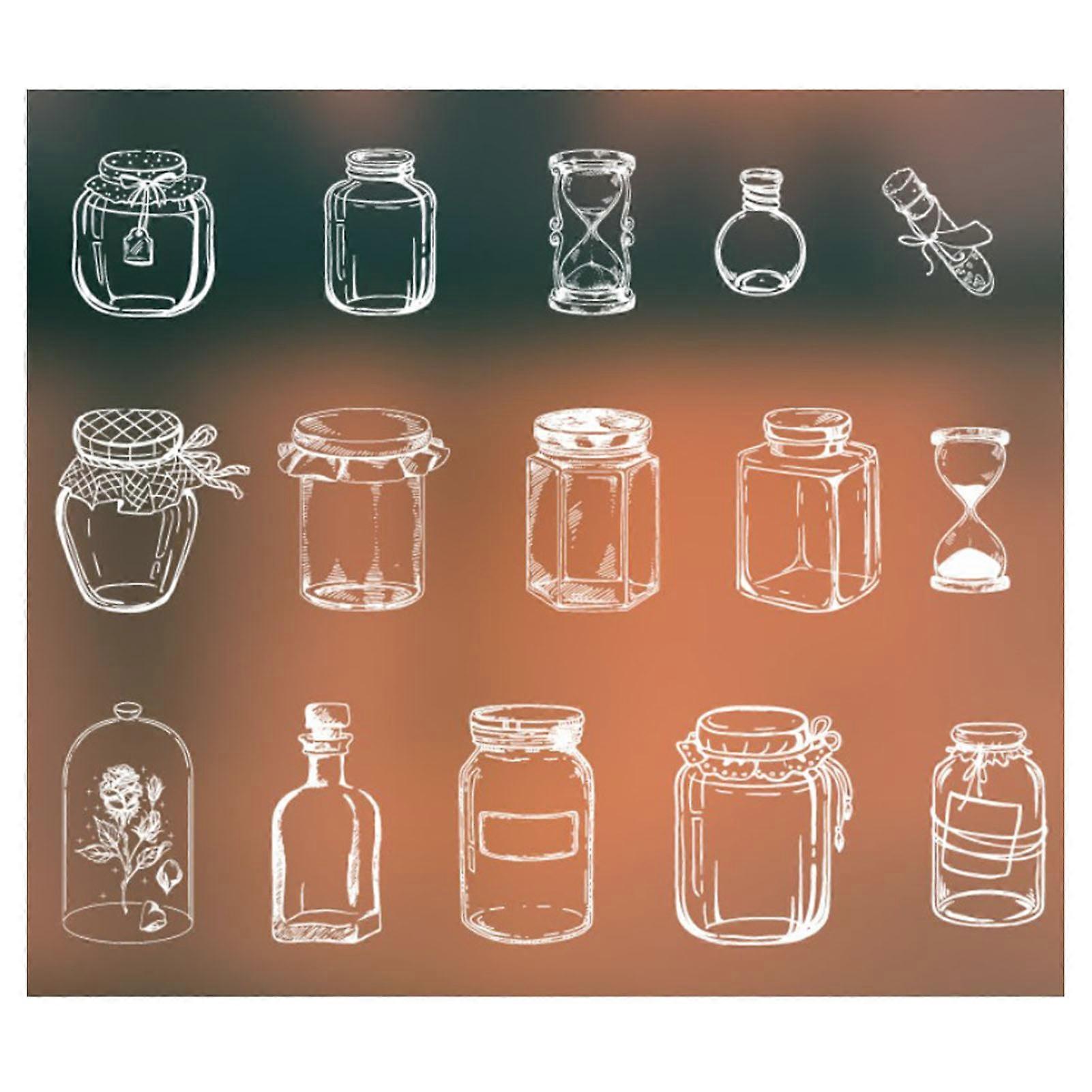 30 Sheets Transparent Bottle Shape Sticker DIY Rich Patterns Decorative Scrapbooking Stickers for Photo Album Journals