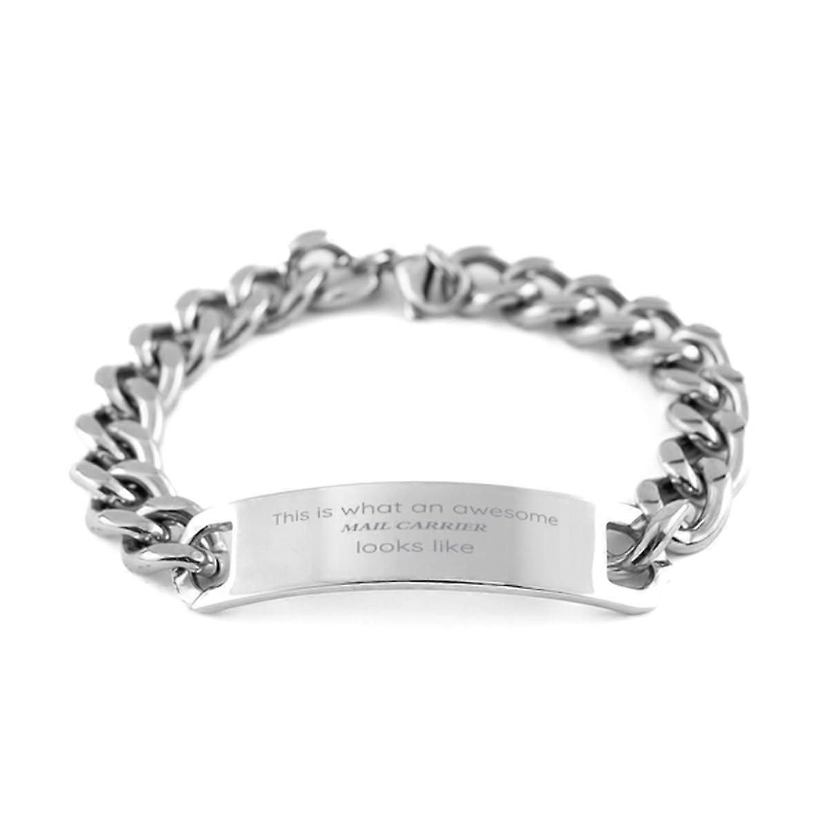 Sarcastic Mail Carrier Stainless Steel Cuban Chain Bracelet Gifts for Postal Workers, 8 Inch Length, Durable Design