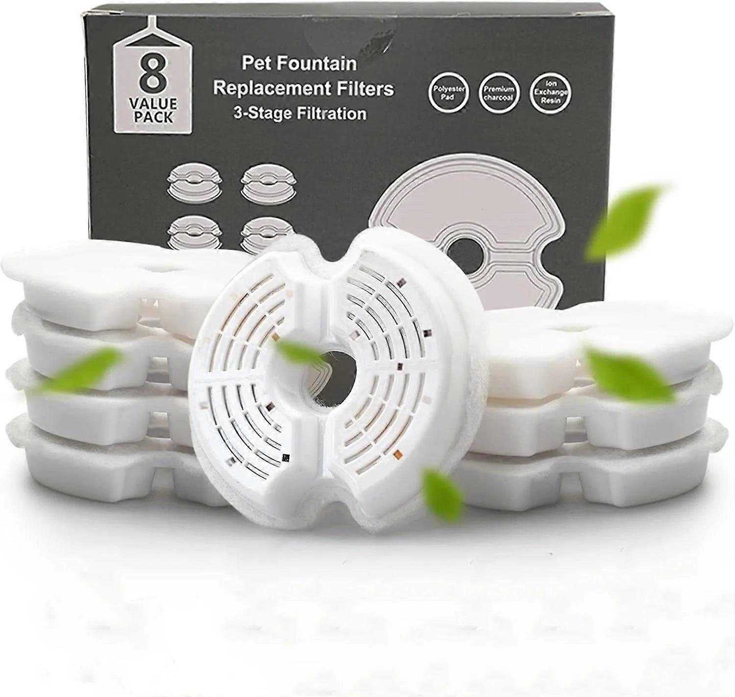 Cat Water Fountain Replacement Filters, Multi-stage Filtration, 4/8 Pack