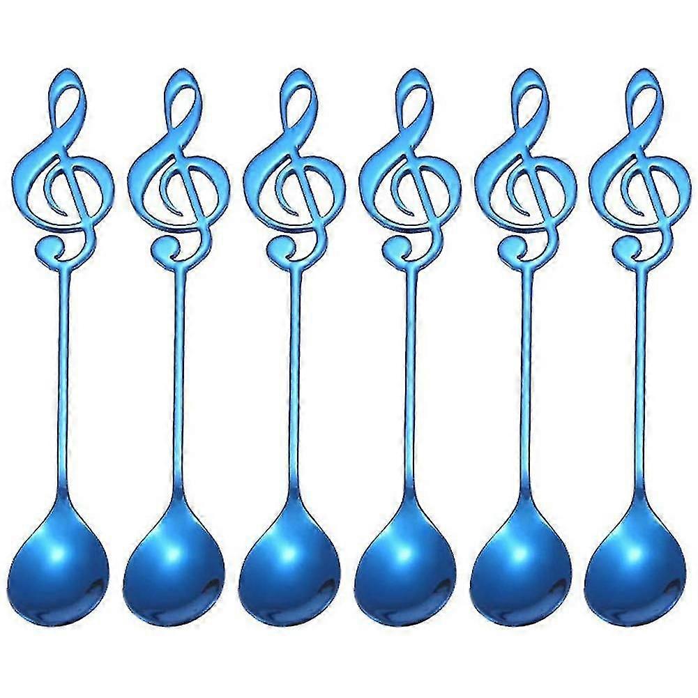 6pcs Music Teaspoon Set Mixing Mixed Decorative Beverage Spoon,e