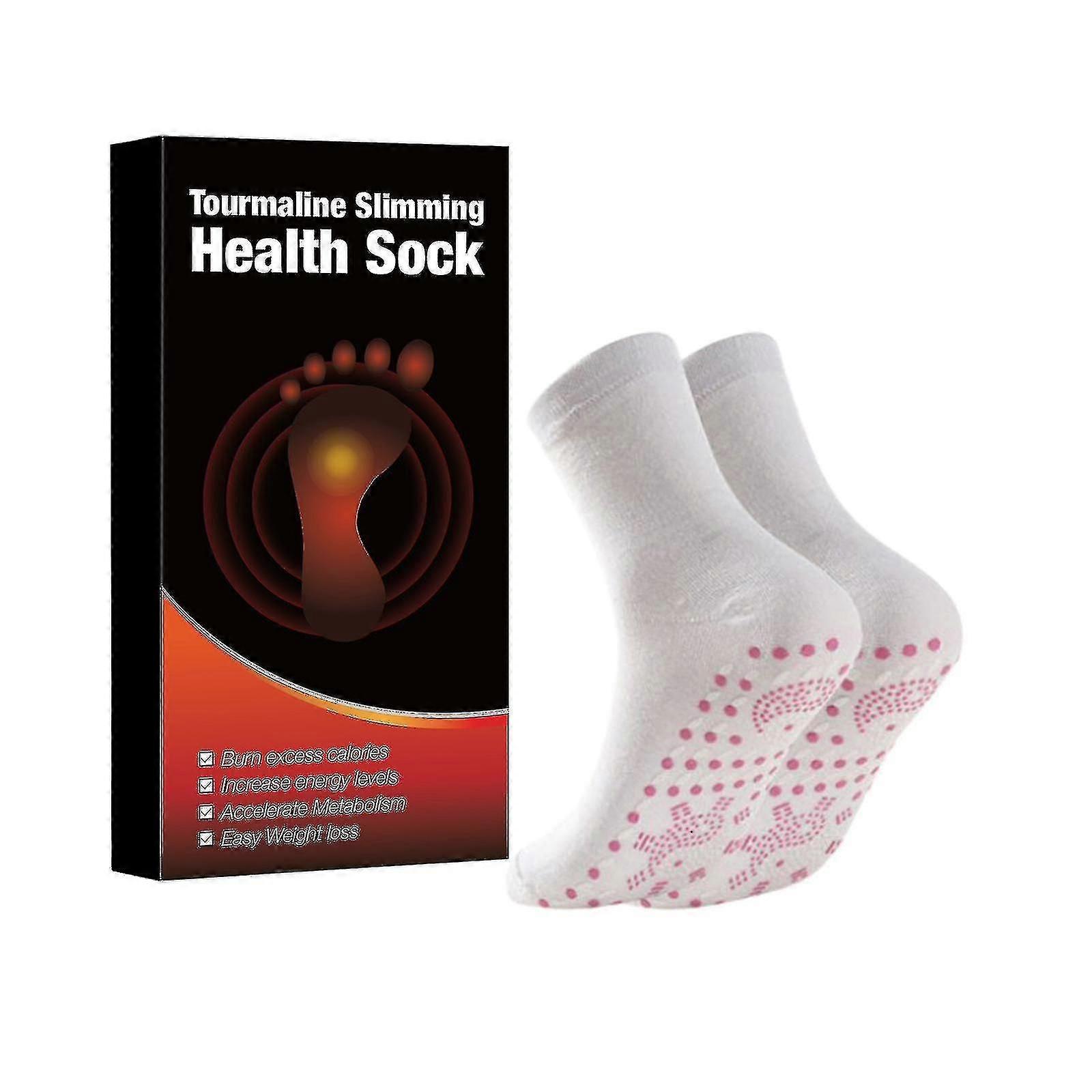 2 Pairs Tourmaline Slimming Health Sock, Tourmaline Acupressure Self-heating Shaping Socks