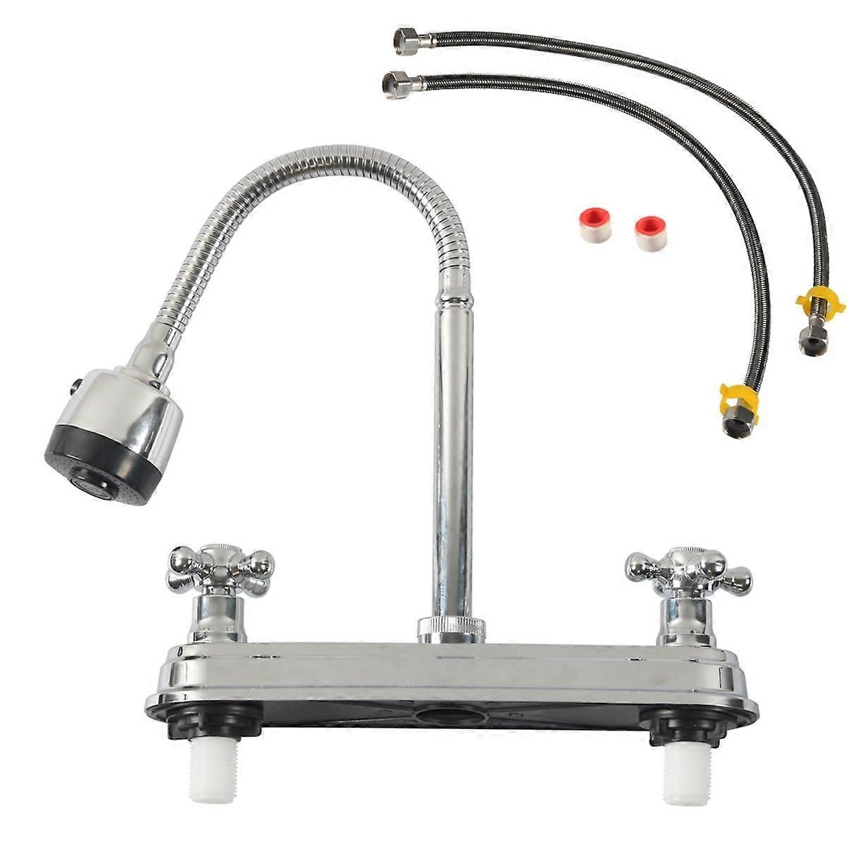 Dual Handle Kitchen Rotary Faucet Suitable for RV Camping Vehicles