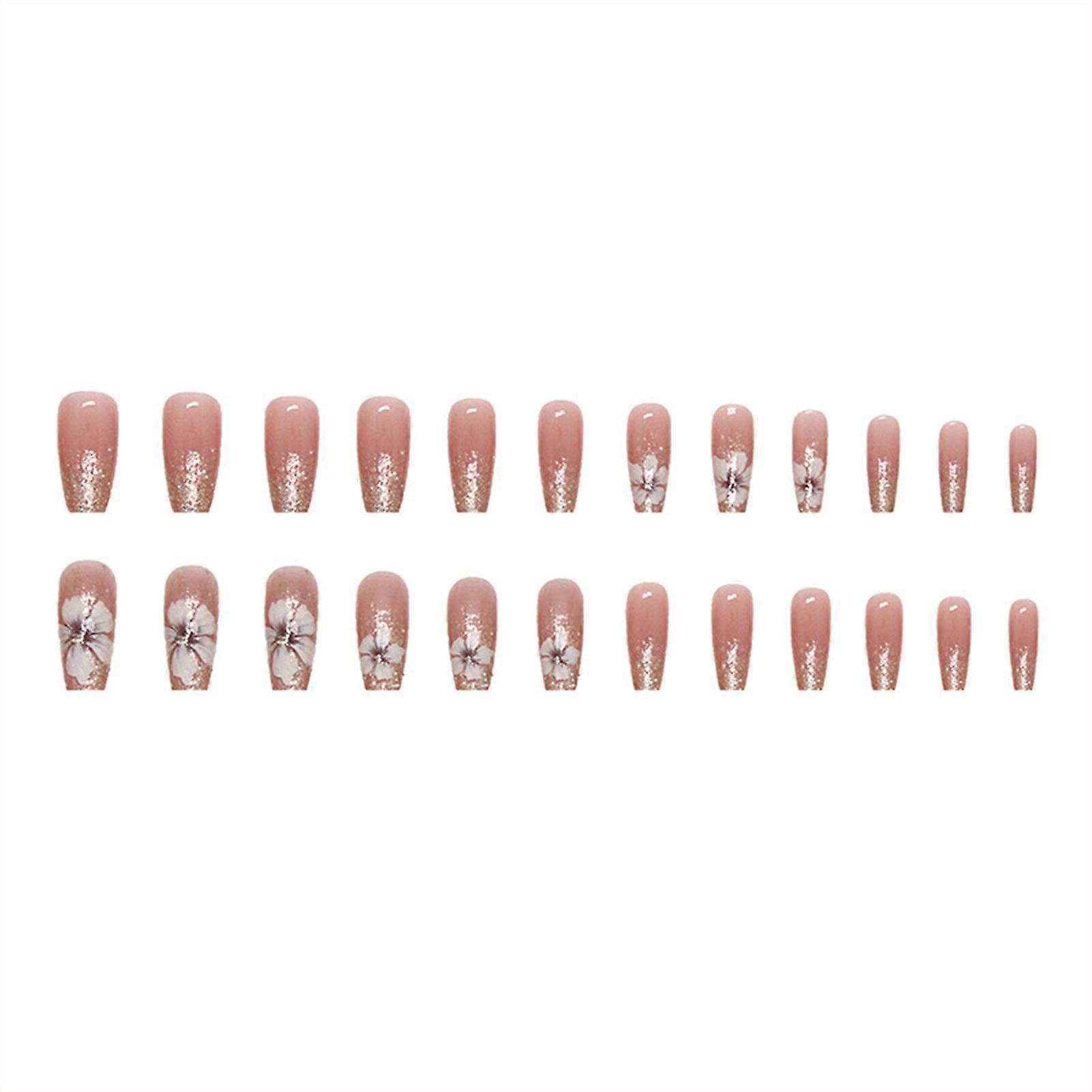 Reusable Ballet Stick on Nails Dazzling Fake Nails Glue on Nails