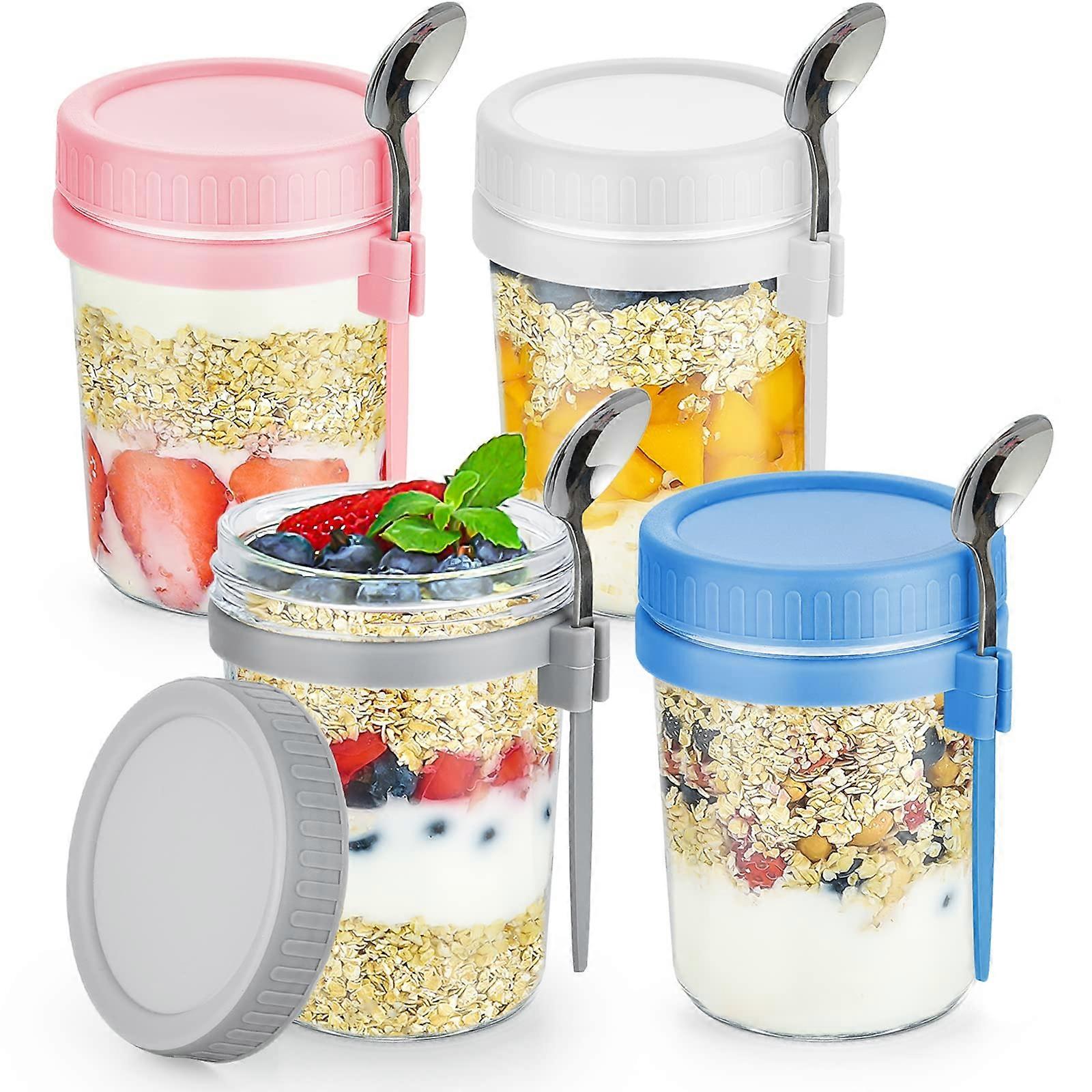 4 Pack Overnight Oats Containers for Meal Prep and Overnight Oats 16 Oz