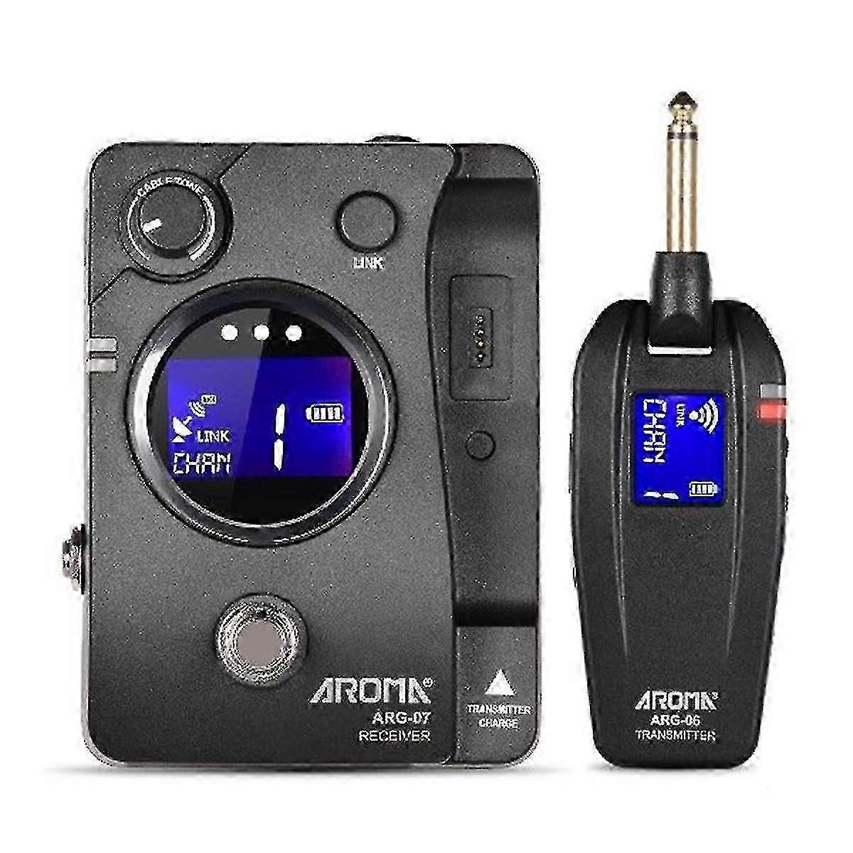 -07 Guitar Transmission System Wireless Transmisster Receiver 6.35mm Plug Lcd Display 4 Channels 35m