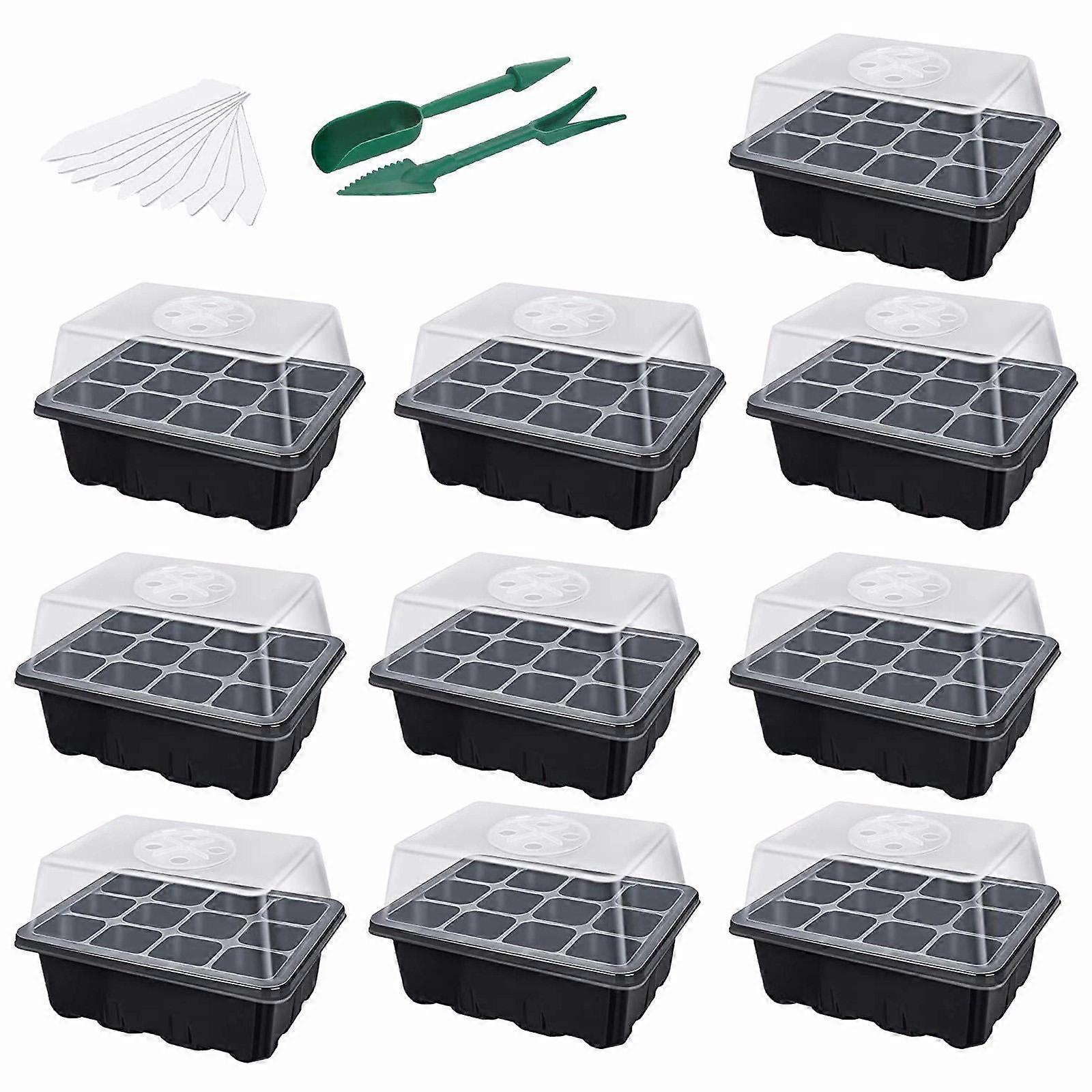 10 PACK Propagator Tray Starter Kit with Adjustable Humidity Dome and Base