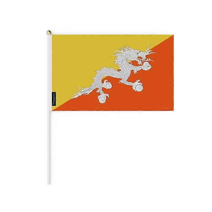 Mini Flag - Bhutan - 14 x 21 cm - Durable Polyester - Double-Sided Print - Multicolor