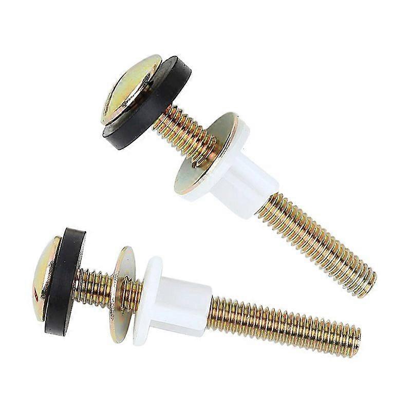 2pcs Toilet Seat Screws, Heavy Duty Universal Hinge Bolts Top Mount Toilet Seat Fixing with Plastic Nuts and Rubber Washers