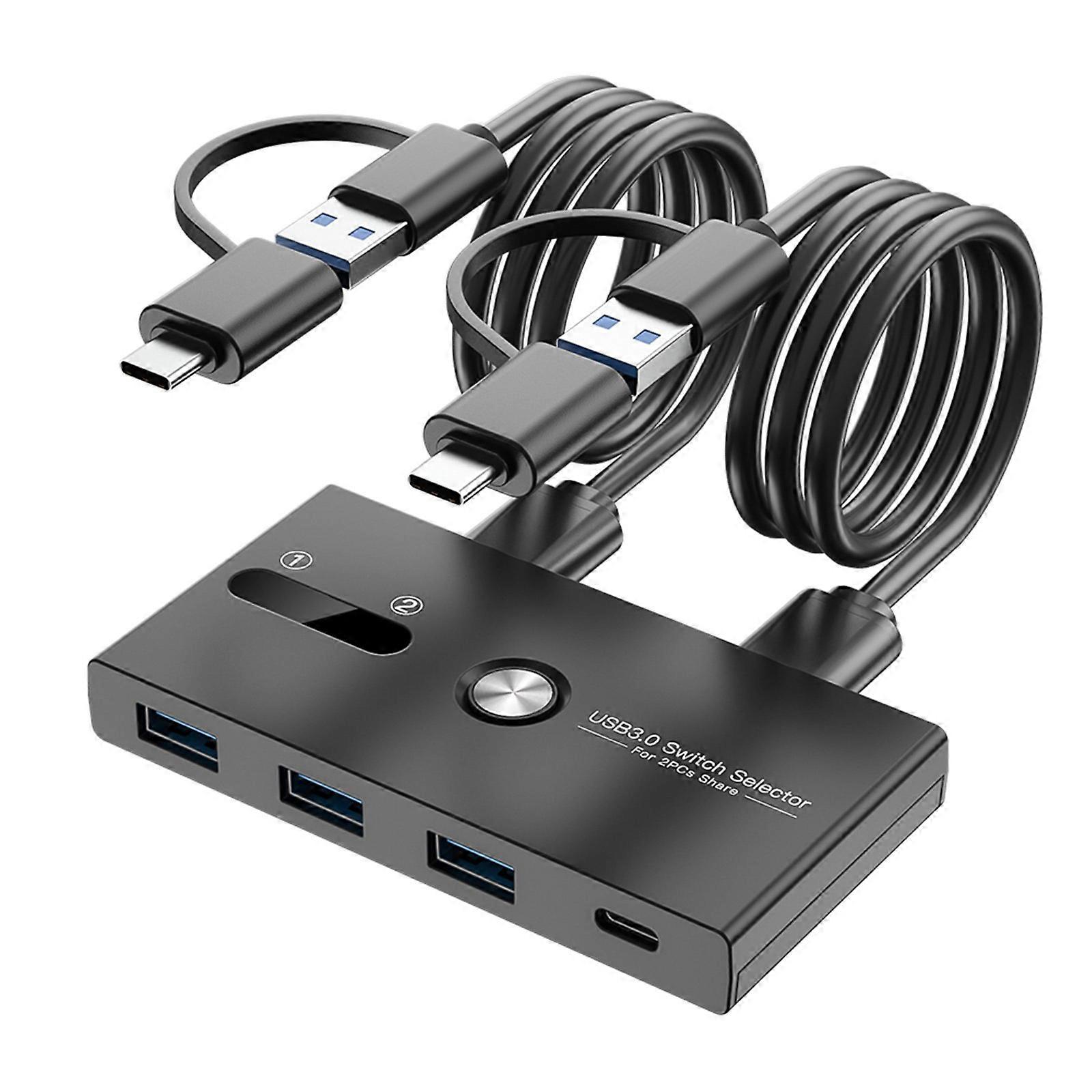 Efficiente commutatore KVM USB C e USB 3.0 per la gestione di più dispositivi su due computer senza problemi di cavi