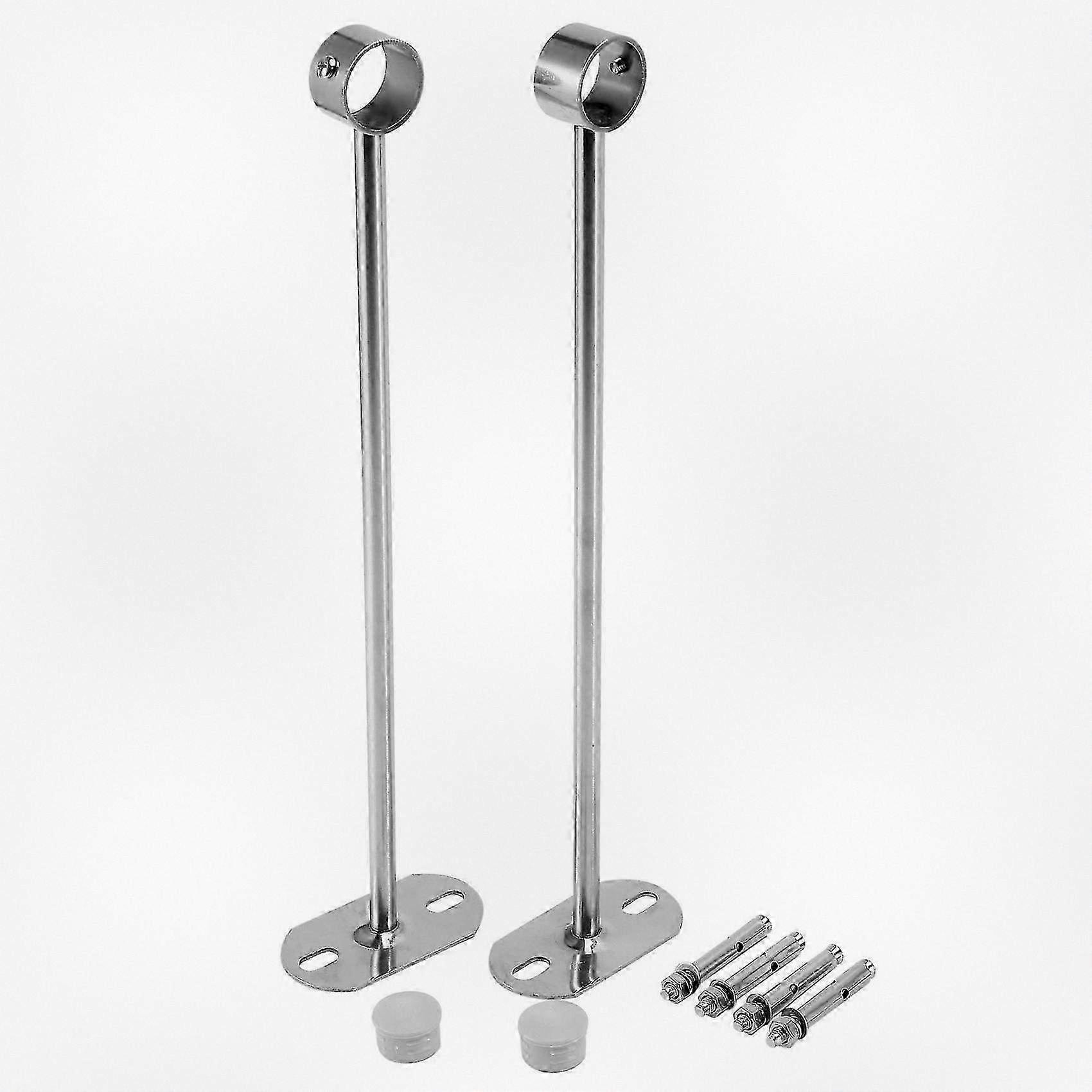 Ceiling-Mounted Bracket for Wardrobe, 25mm Diameter Pipe Support Holder Flange Socket for Rods, Set of 2 (350mm Length)