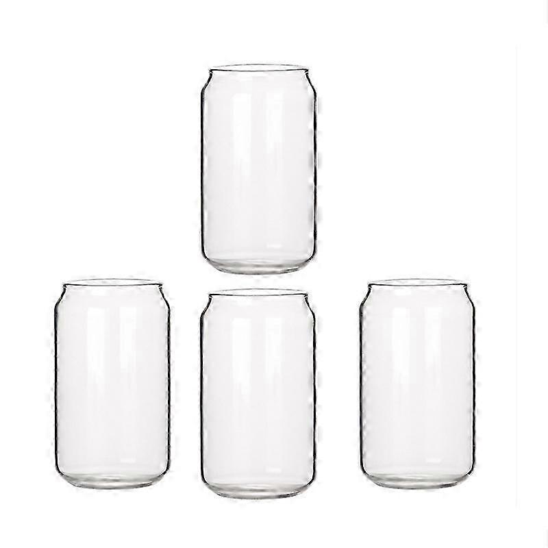 4-Pack Can-Shaped Glass Cups for Beer, Cola, Milk Shakes & Desserts – Reusable Drinkware Set