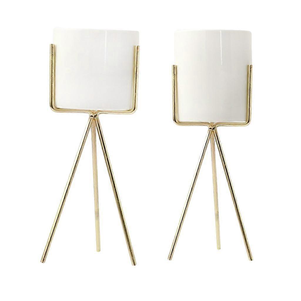 2Pcs Γεωμετρικό Iron Pot Stand Plants Χρυσό