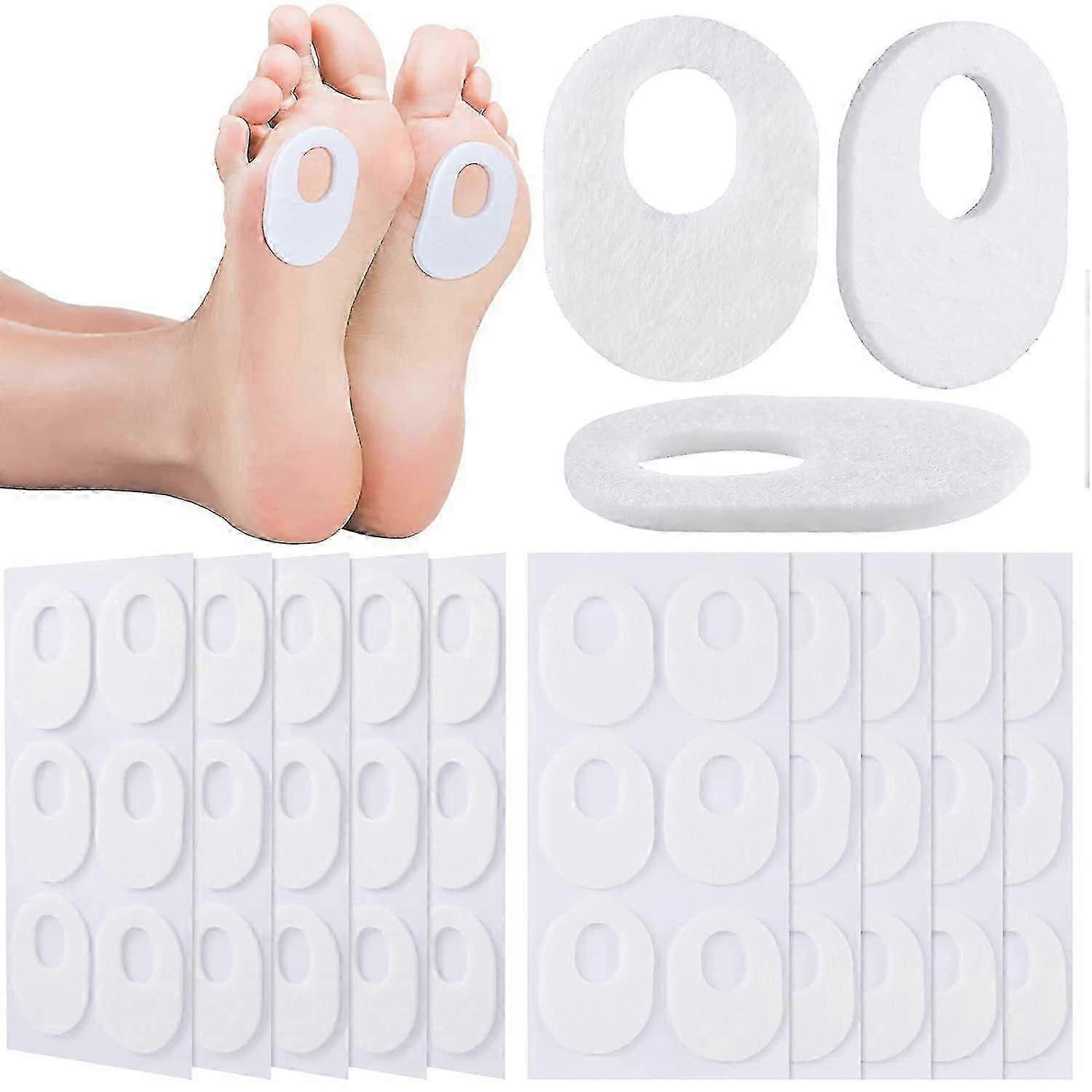 60 Pack Soft Felt Callus Pads, Oval Corn Protectors - White