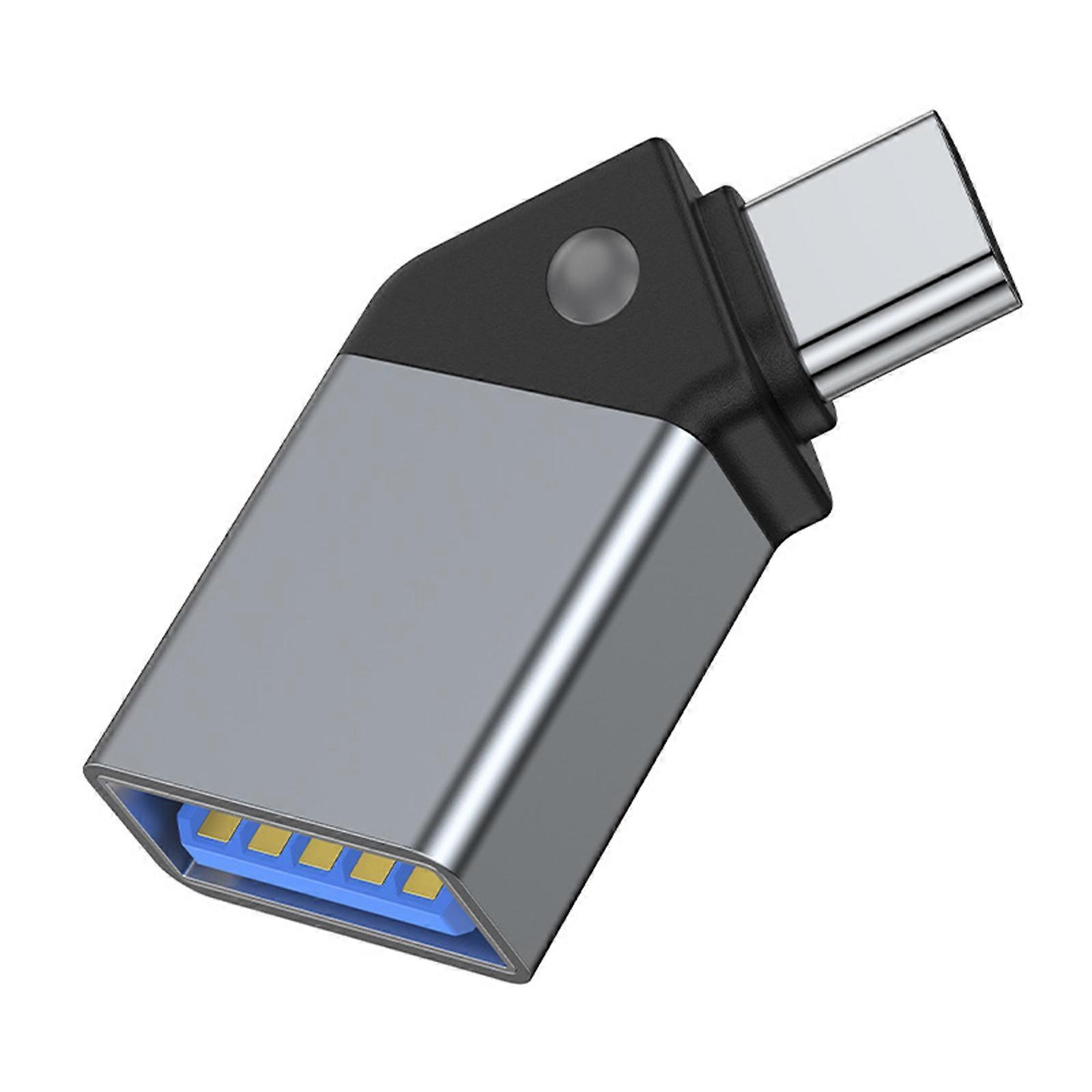 Universal Type C to USB3.0 Adapter 45 Degree Converter Fast Data Connector with Indicator for Mobile Phone Laptop Tablet  Grey