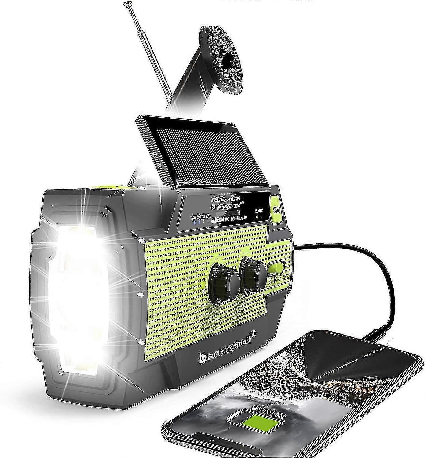 Solar Emergency Radio Hand Crank Weather Radio With Reading Lamp Cellphone Charger