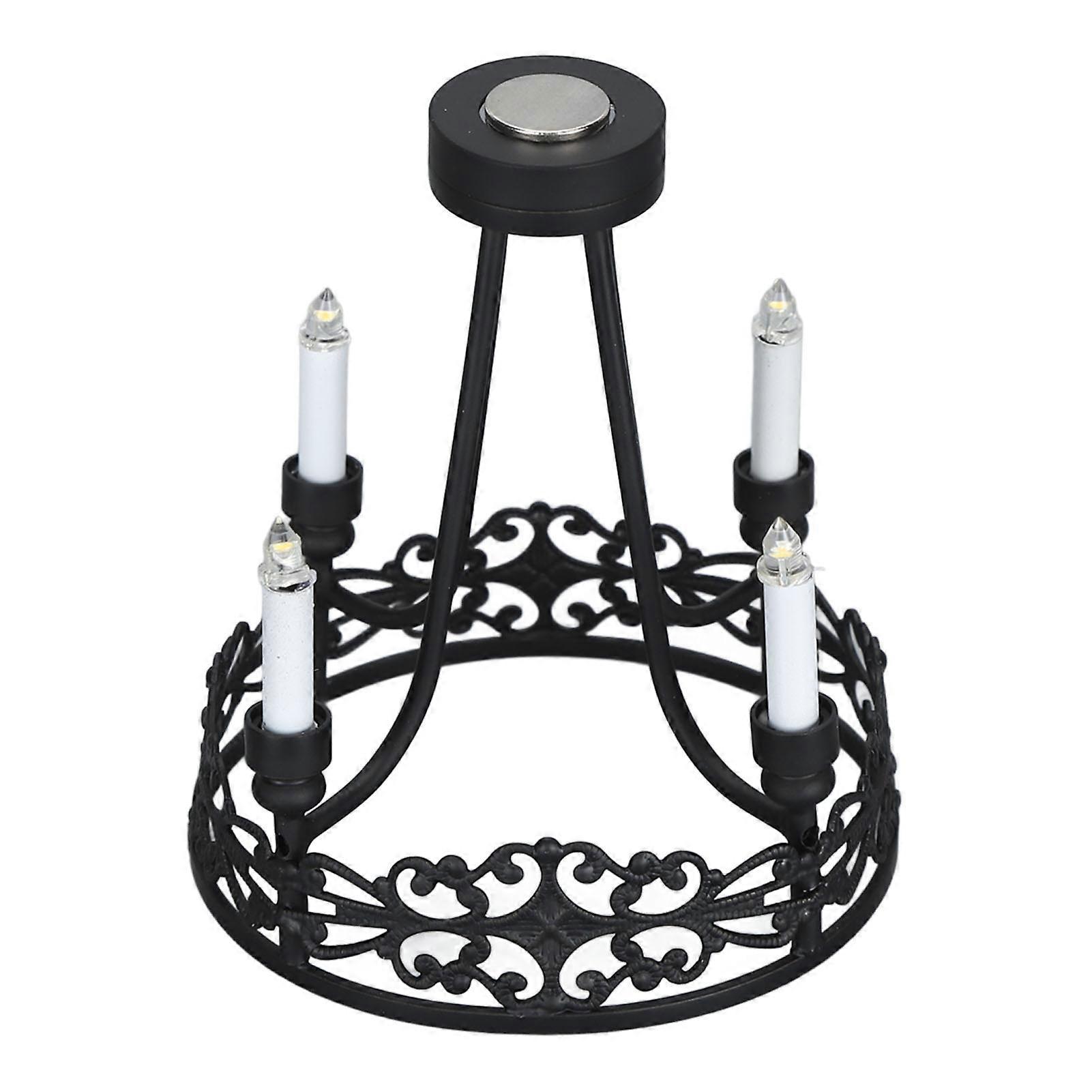Lustre de maison de poupée au format 1:12, plafonnier à 4 têtes, miniature et réaliste, luminaire suspendu rond pour maison de poupée