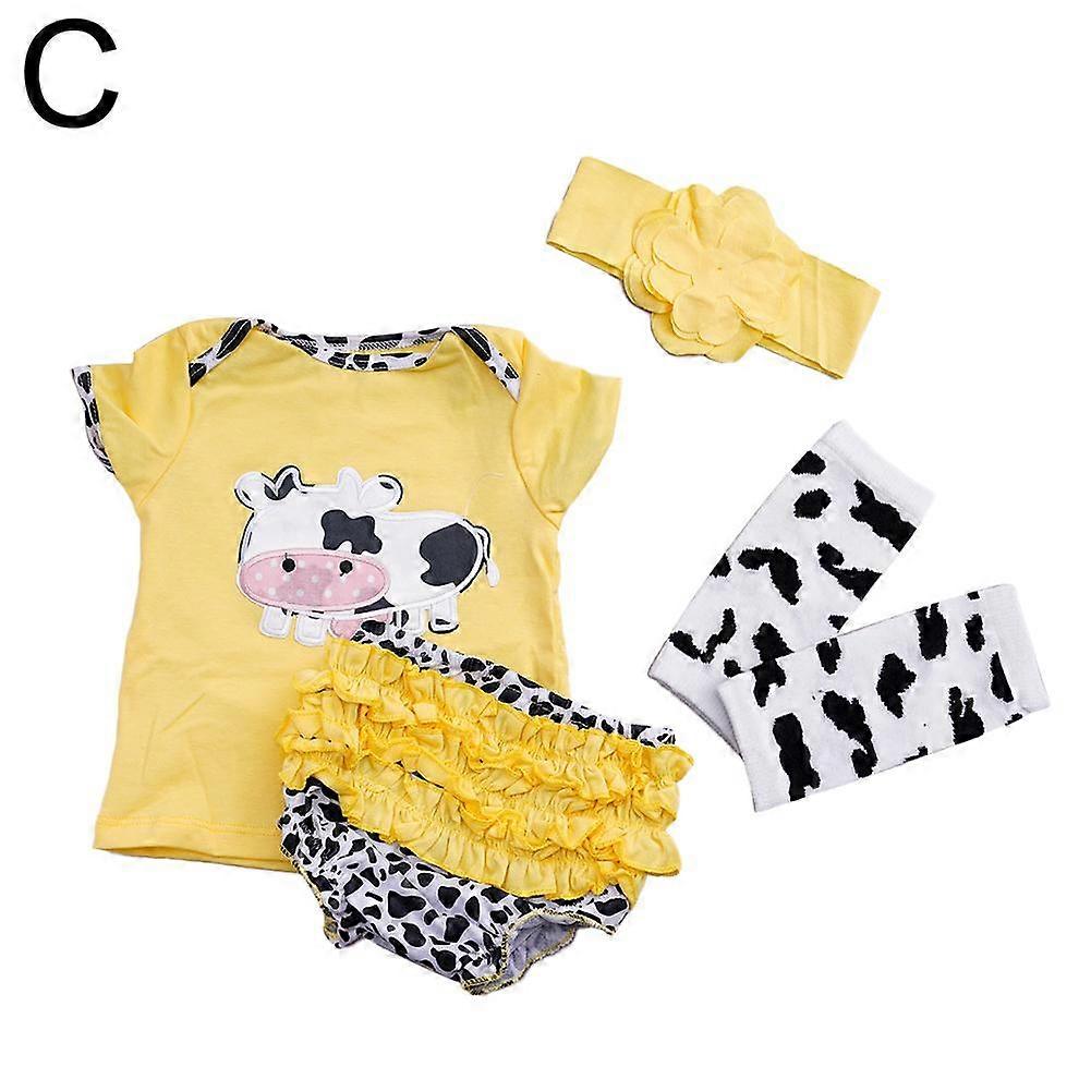Yellow Cow (C)$Simulation baby doll clothes cartoon cow short-sleeved T-shirt PP pants suit 55cm reborn doll clothes