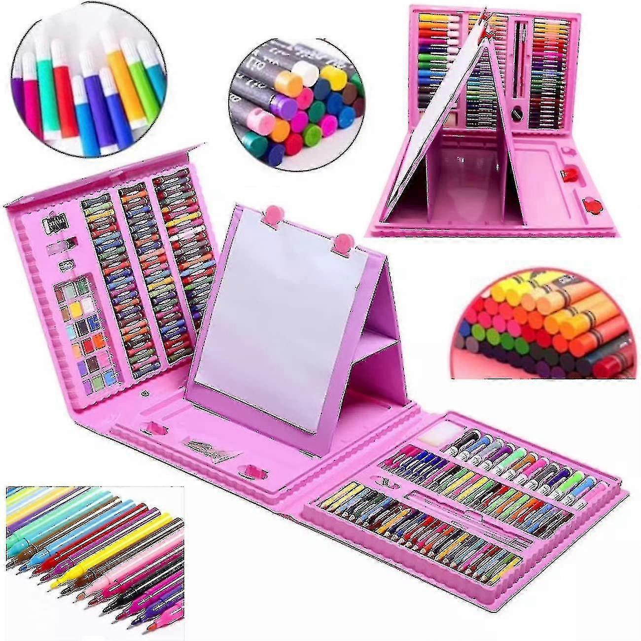 208 Pcs Kids Art Set Deluxe Drawing Kit, Art Accessories for Girls, Boys, and Teens, Double-Sided Easel Art Set