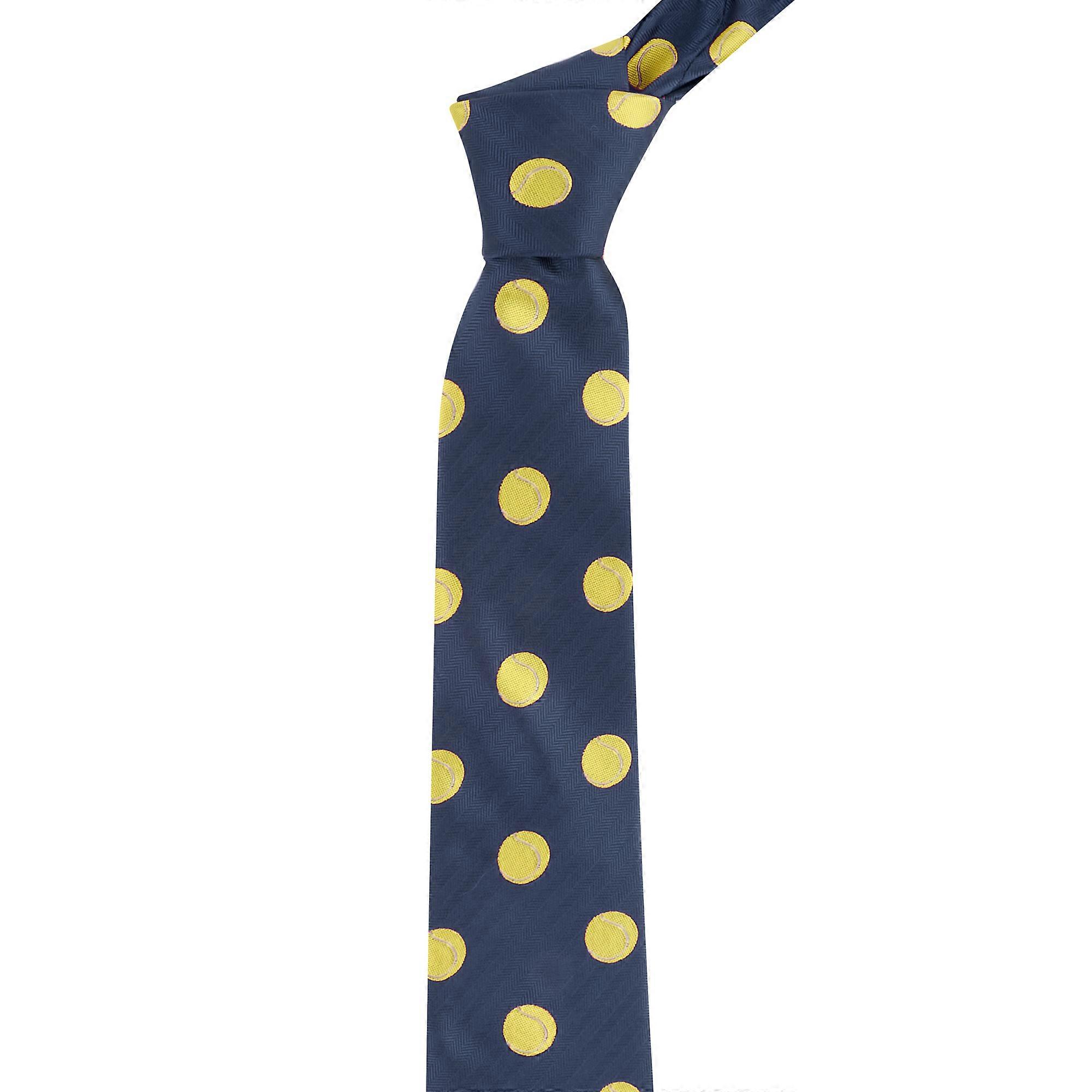 Navy Blue Tennis Ball Herringbone Tie