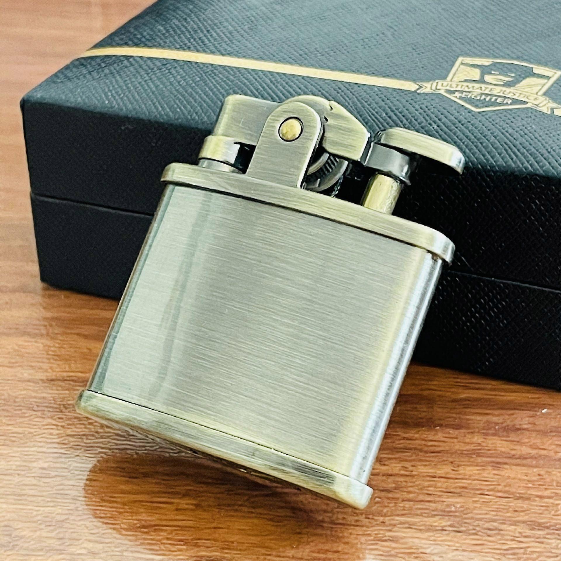 Brass Kerosene Windproof Lighter Personality Creative Ultra Thin Lighter Classic Kerosene Machine Deep Carving