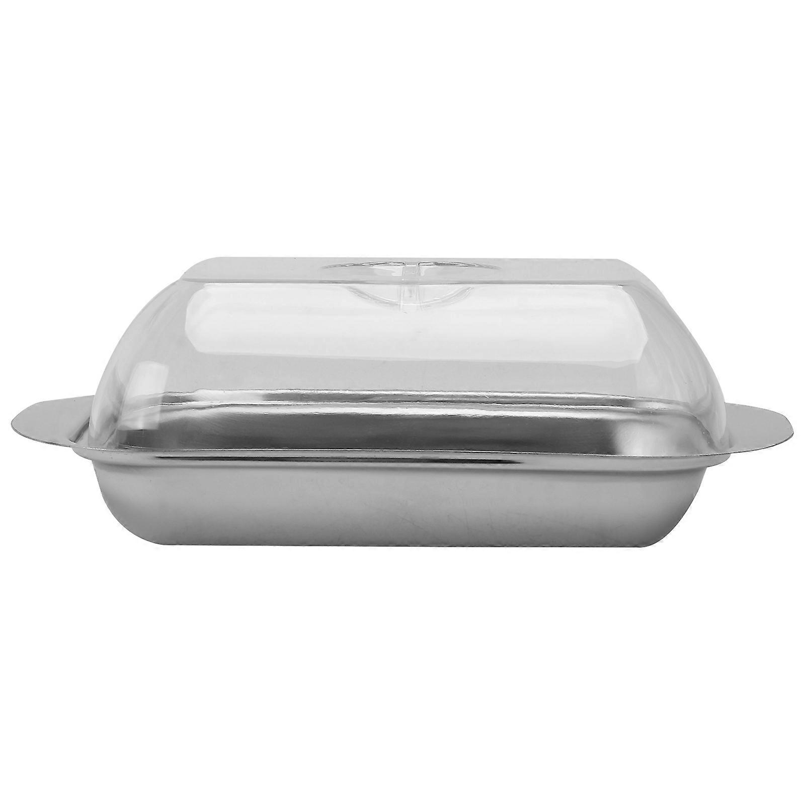 Stainless Steel Butter Plate with Lid Elegant European Style Food Container for Butter, Bread & Cheese Safe & Convenient Storage for Banquets &