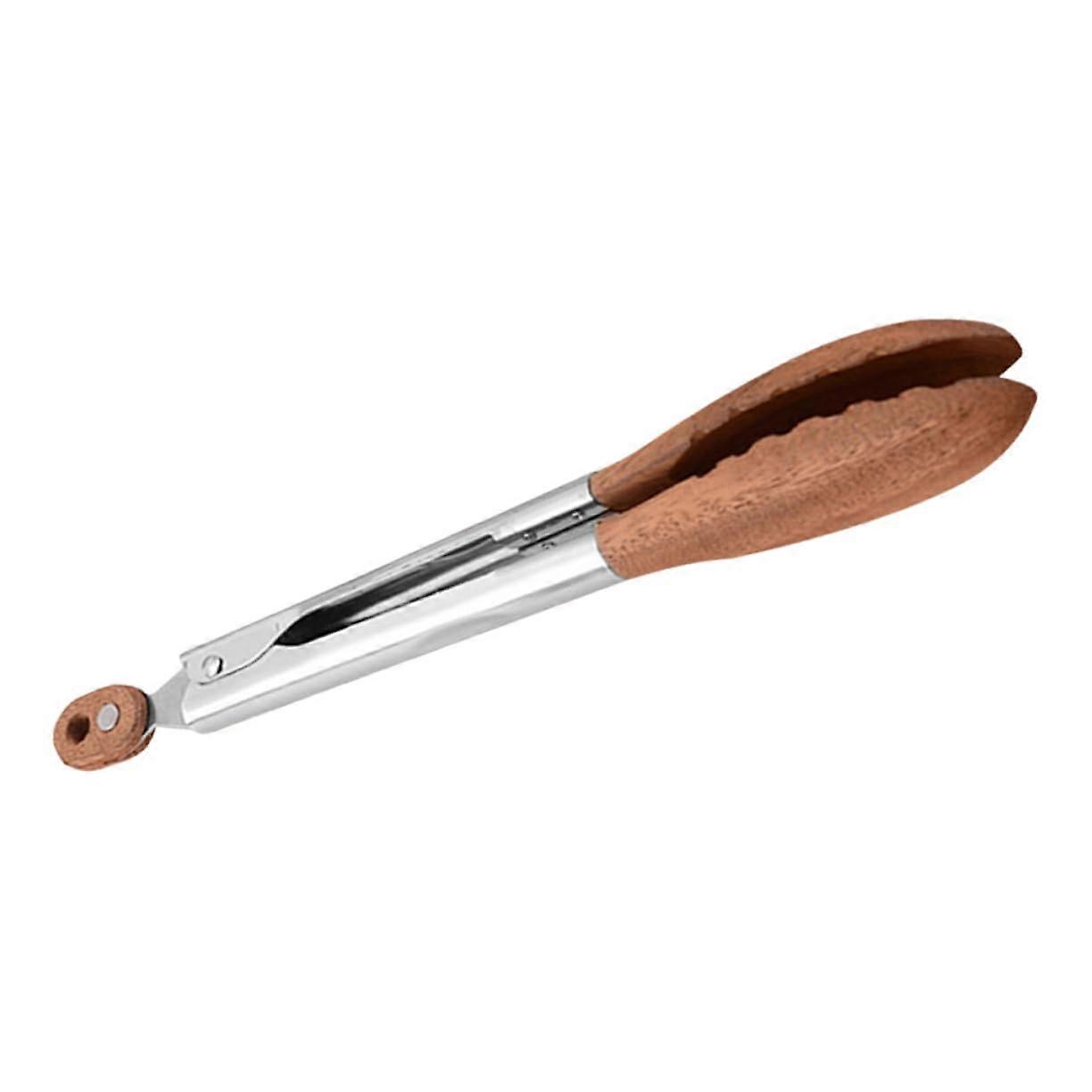 Food Tongs for Cooking and Serving, Walnut Kitchen Tongs 29.00X4.00X4.00CM, Ideal Sausage and Salad Utensils