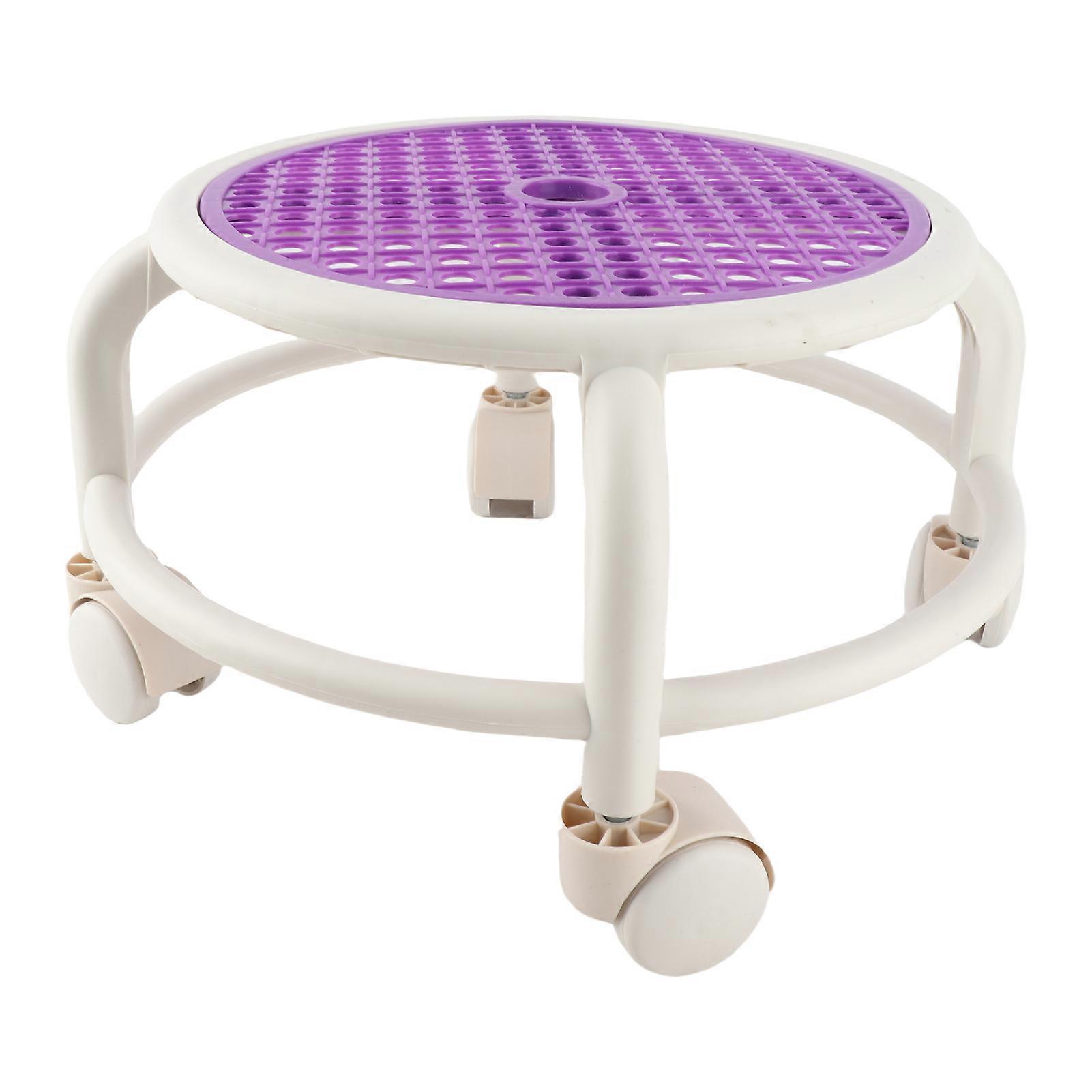 Round Rolling Low Stool Comfortable Universal Wheel Movable Mini Stool High Weight Capacity for Home Purple