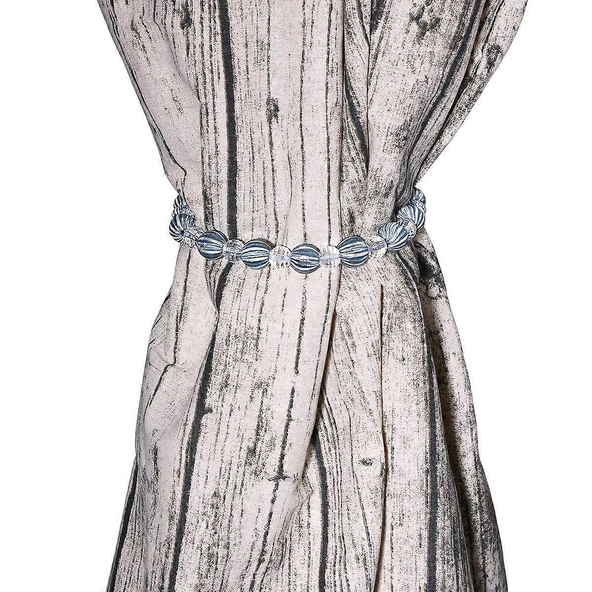 カーテンホールドバックスタイリッシュなアクリルビーズドレープカーテンクリップタイバックルシルバーブルーの窓の装飾2個