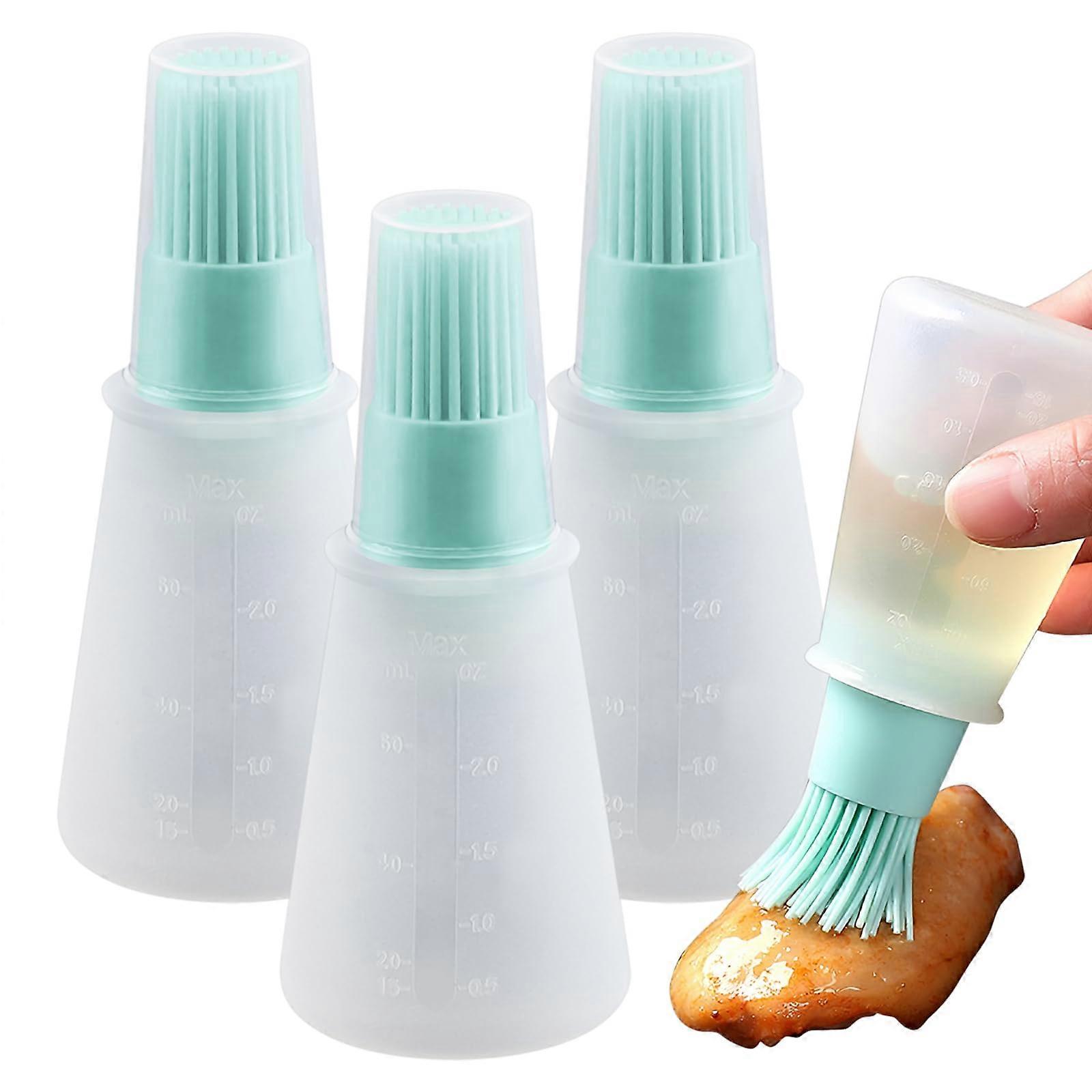 Silikon-Ölflaschen-Backpinsel Set 3 Stück, Kurz Grill-/Gebäckpinsel Grün, Küche Grillen Backen Öl-Soßenpinsel
