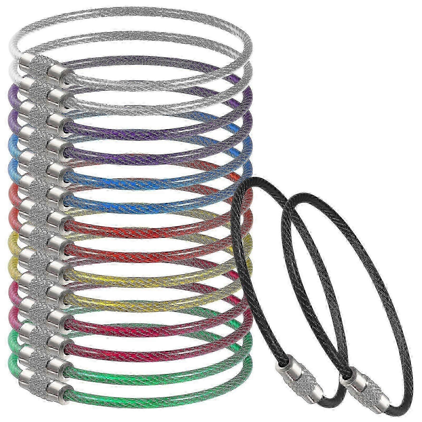 16 Pcs Bag Tag Loops Wire Keychain Cable Cable Key Ring Luggage Tag Loops Keychain Loop Large Key Ring