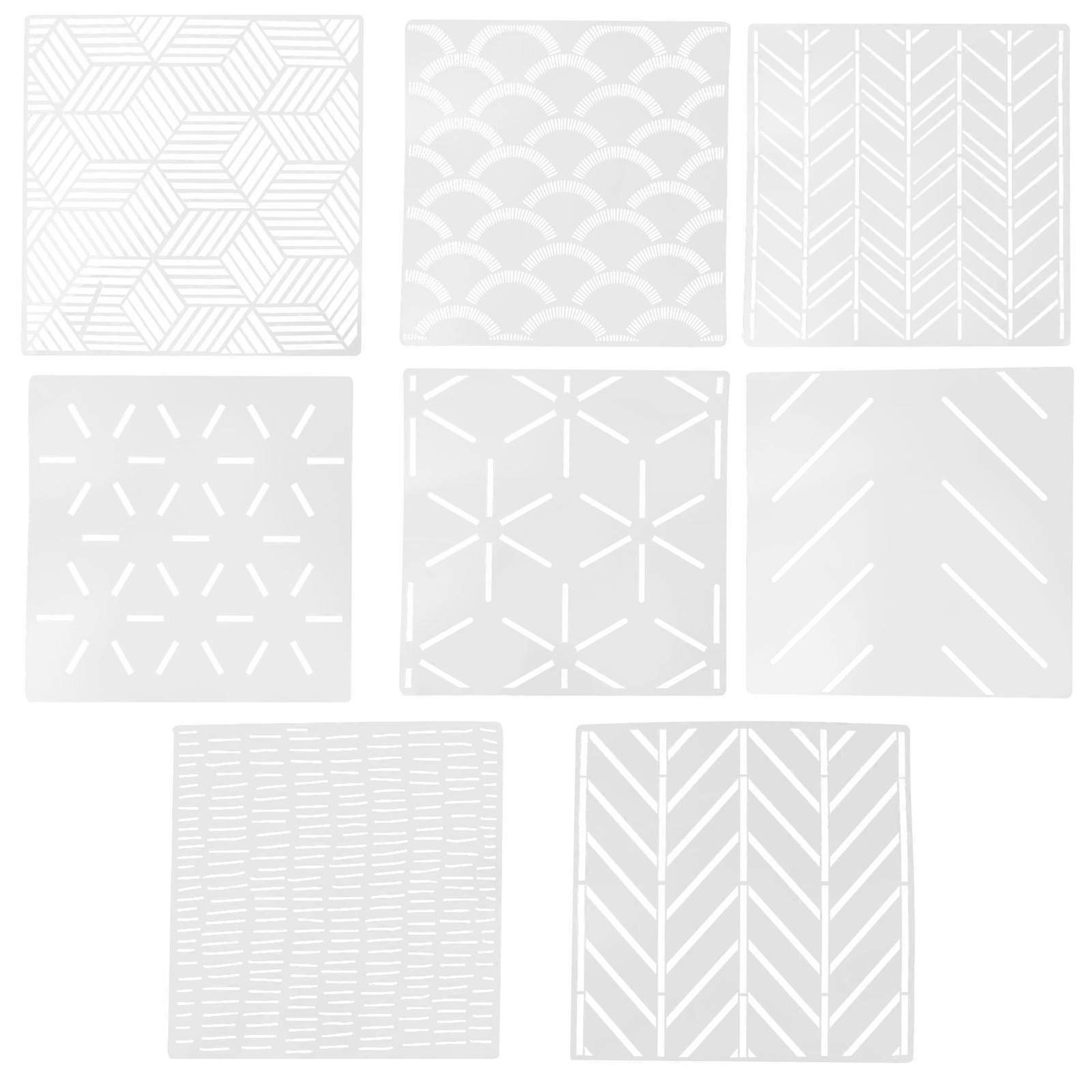 8 Piece Geometric Wall Stencil Set for Painting – Reusable DIY Templates for Home Decor, Scrapbooking & Crafts