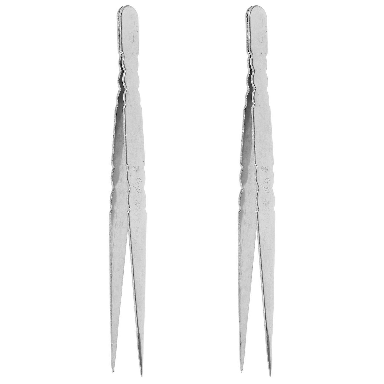Stamp Tweezers Stainless Steel Crafting Tools Laboratory Work Wear Resistance Curved Tip 2Pcs