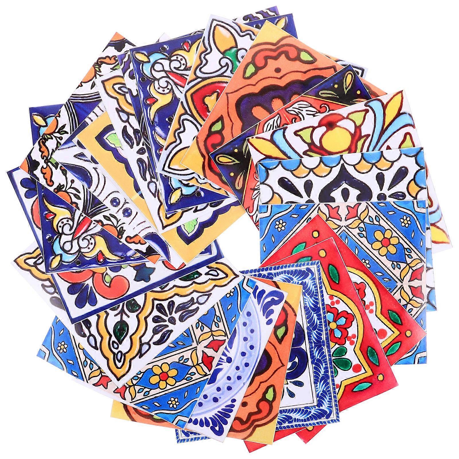 Assorted Color Tile Sticker Peel and Stick 24Pcs Decorative Wall Decals