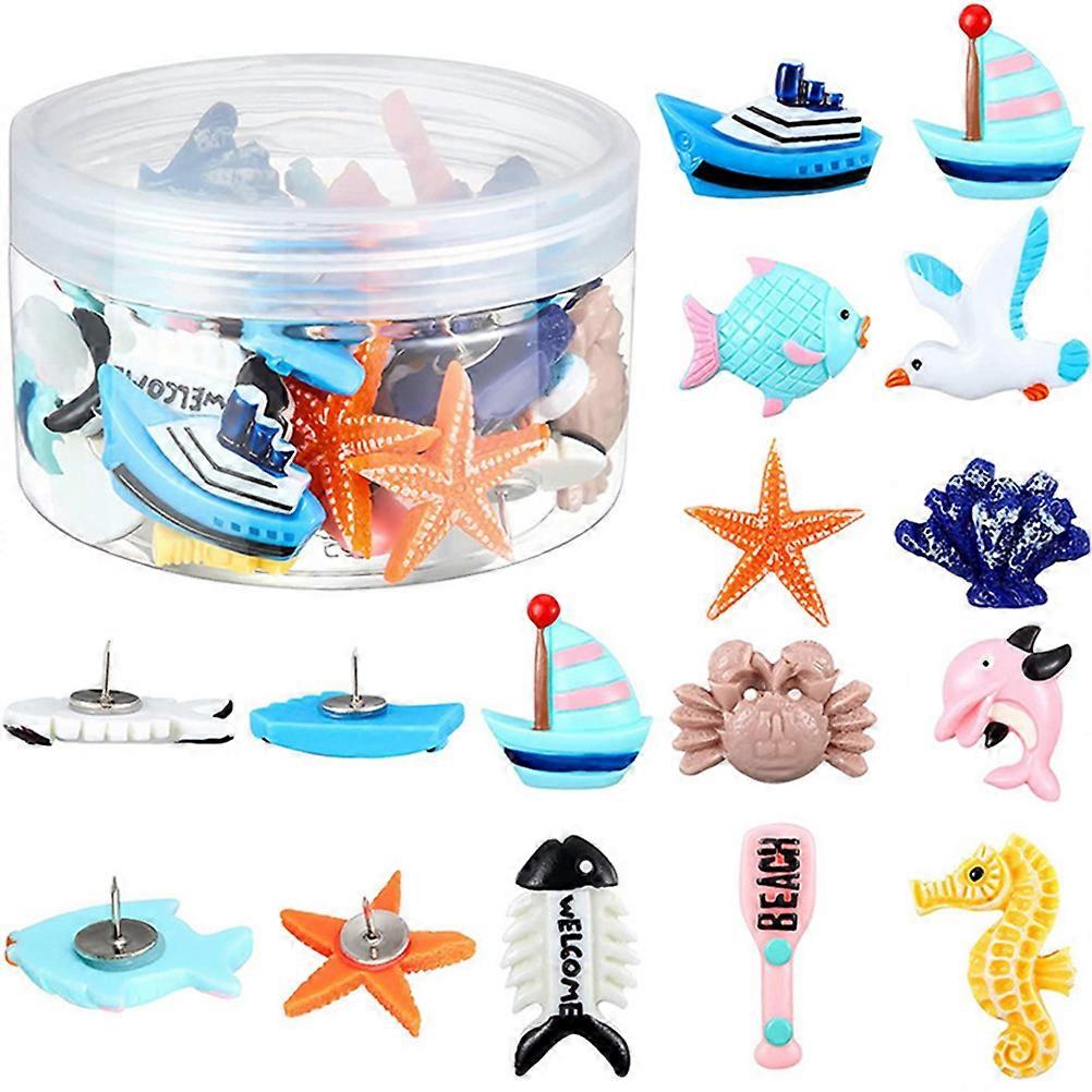 36PCS Ocean Themed Push Pins for Cork Board Decorative Thumb Tacks with Cute Sea Horse and for Bulletin Board, Classroom & Home Decor