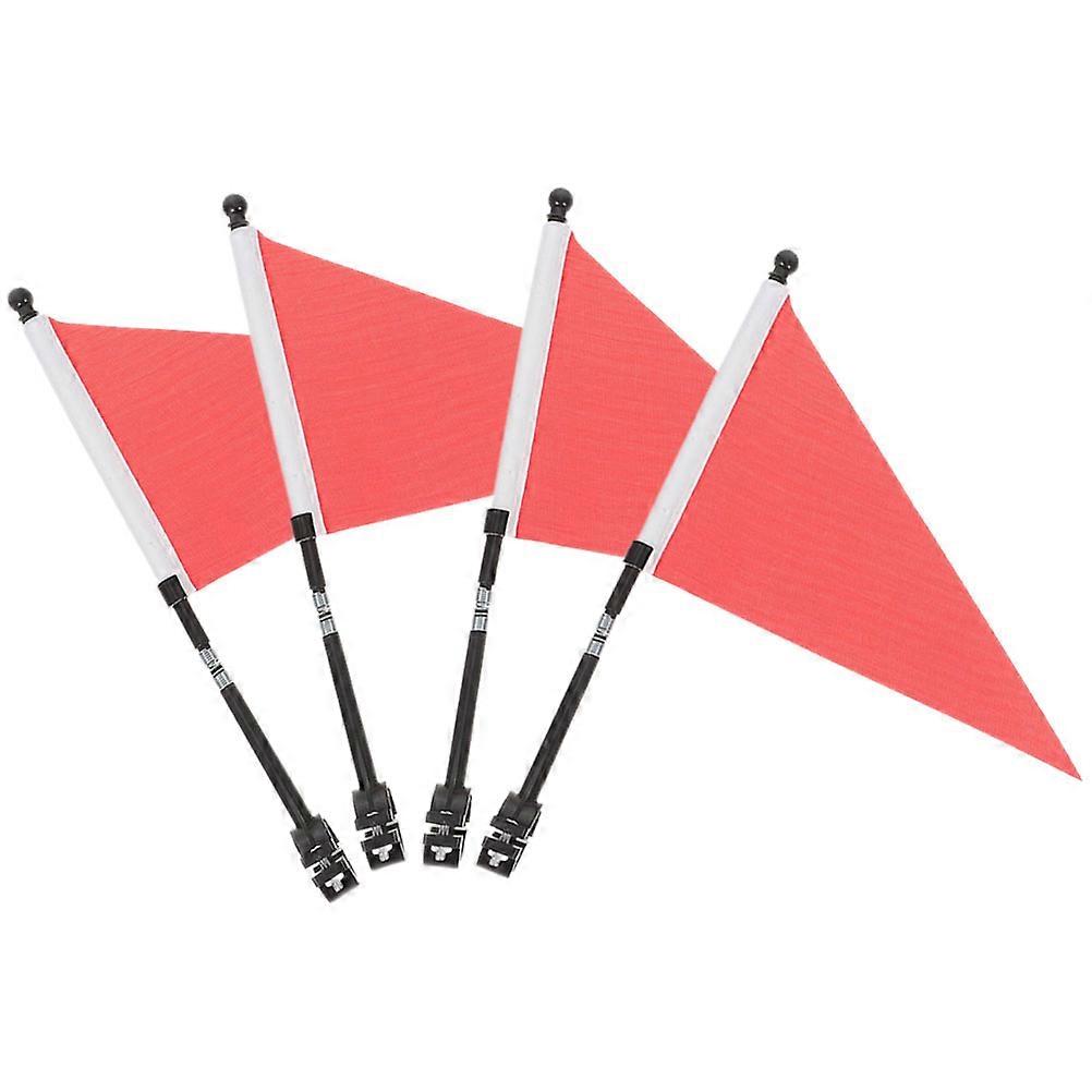 Safety Flags Bicycle Handlebar Flag For Outdoor Activities Red 21X14CM Metal Triangular 4 Sets