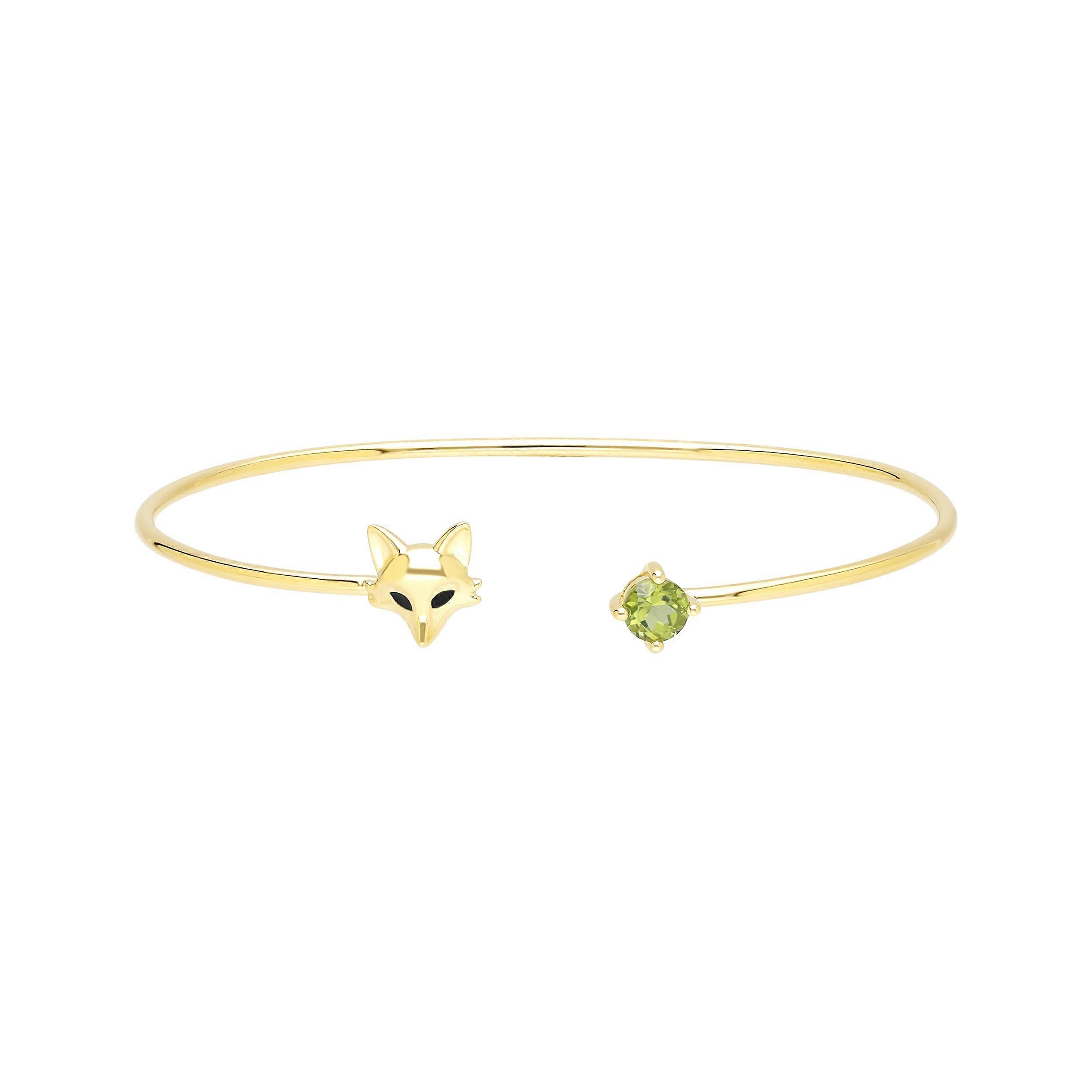 Gardenia Peridot Fox Bangle In 9ct Yellow Gold