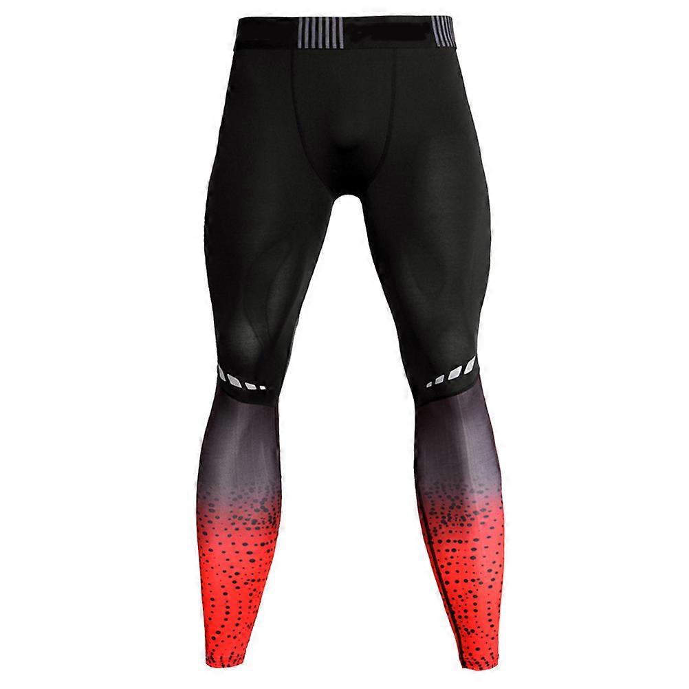 Mens Workout Pants Red Compression Leggings for Running Cycling Gym Enhanced Circulation 1Pcs
