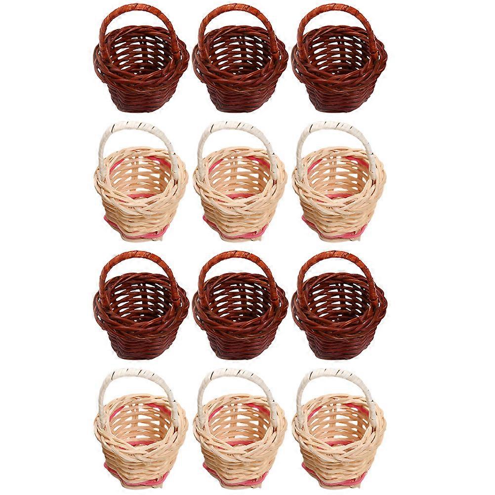 Flower Baskets Miniature Hand Basket Housewarming Party Storage 12Pcs
