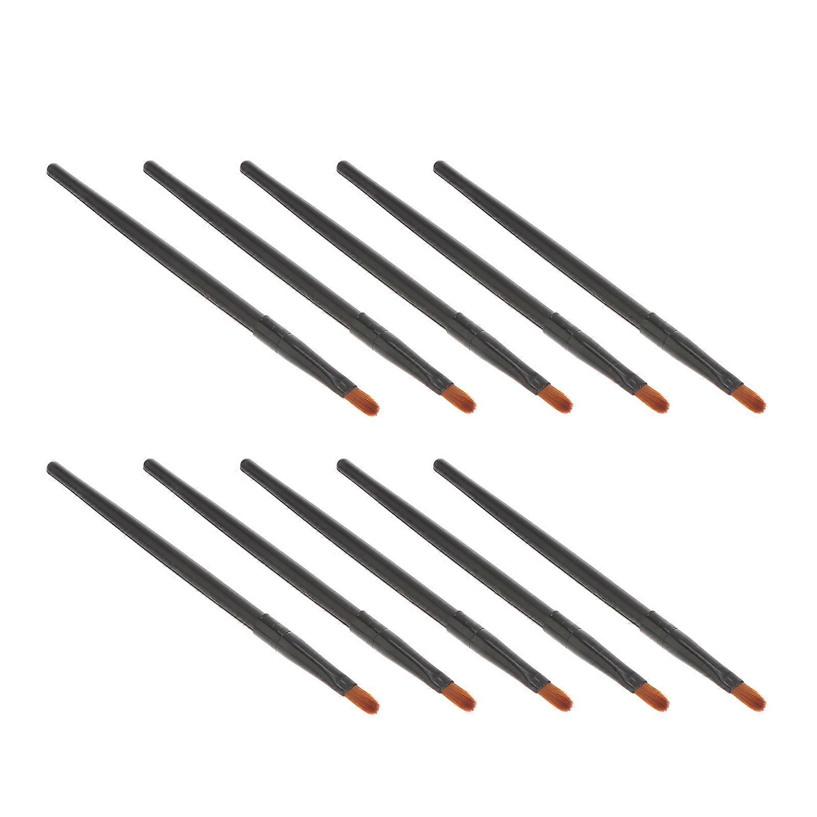 アイシャドウブラシアイメイクウッドハンドルメイクアップビューティーサプライブラック13x0.8cmプレミアムノンスリップハンドル女性用日常使用10個