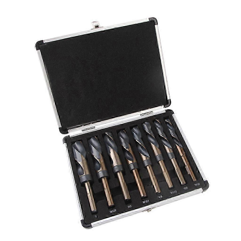 8 Pcs Reduced Shank Drill Bit 14-25.5mm DIY Tools 1/2" Reduced Shank HSS Twist Drill Bits for House Construction Work