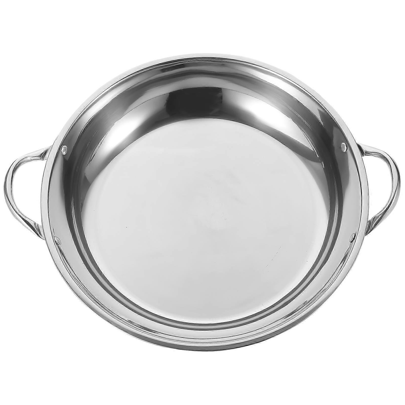 Stainless Steel Double Handle Small Wok Flat Bottom Non Stick Cooking Pot for Camping, Outdoor Picnic, Gas & Electric Stove Use, Durable Kitchen