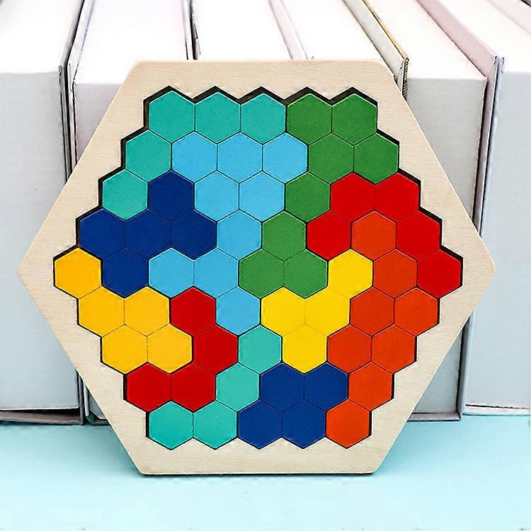 Wooden Hexagon Puzzle - Shape Pattern Block Tangram